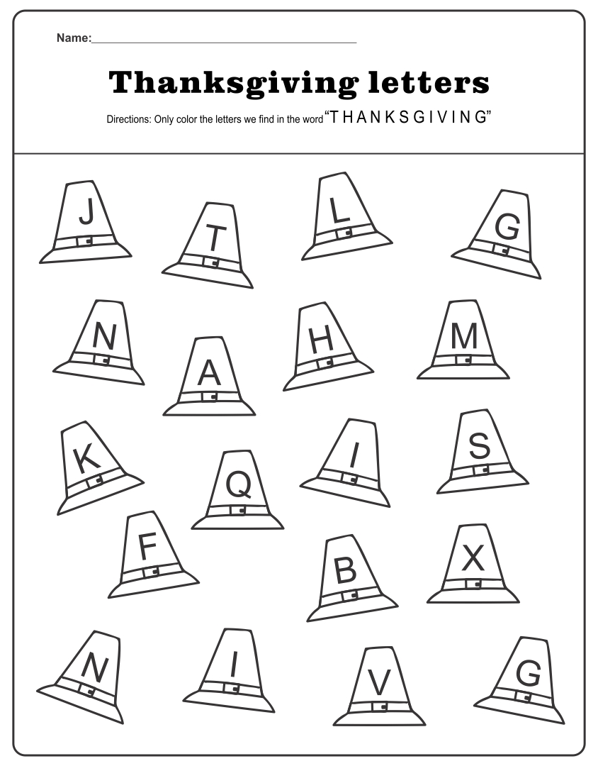 Printable Thanksgiving Worksheets Kindergarten