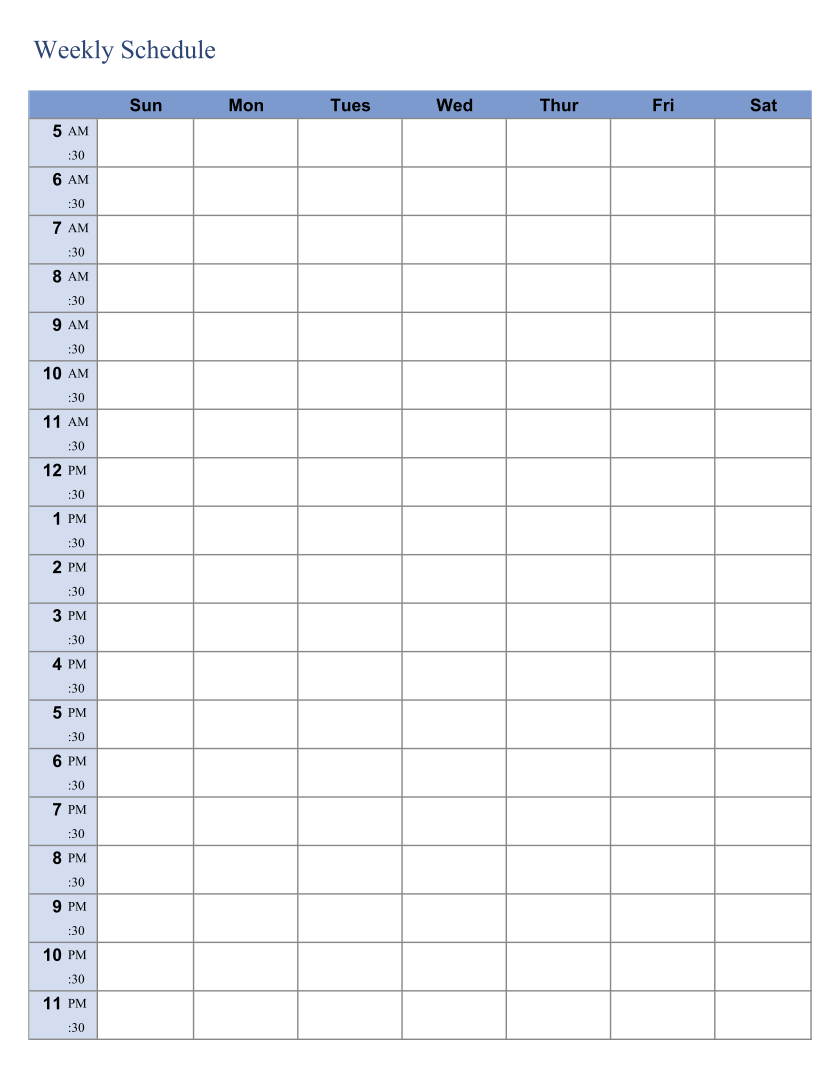 Printable Weekly Planner Schedule