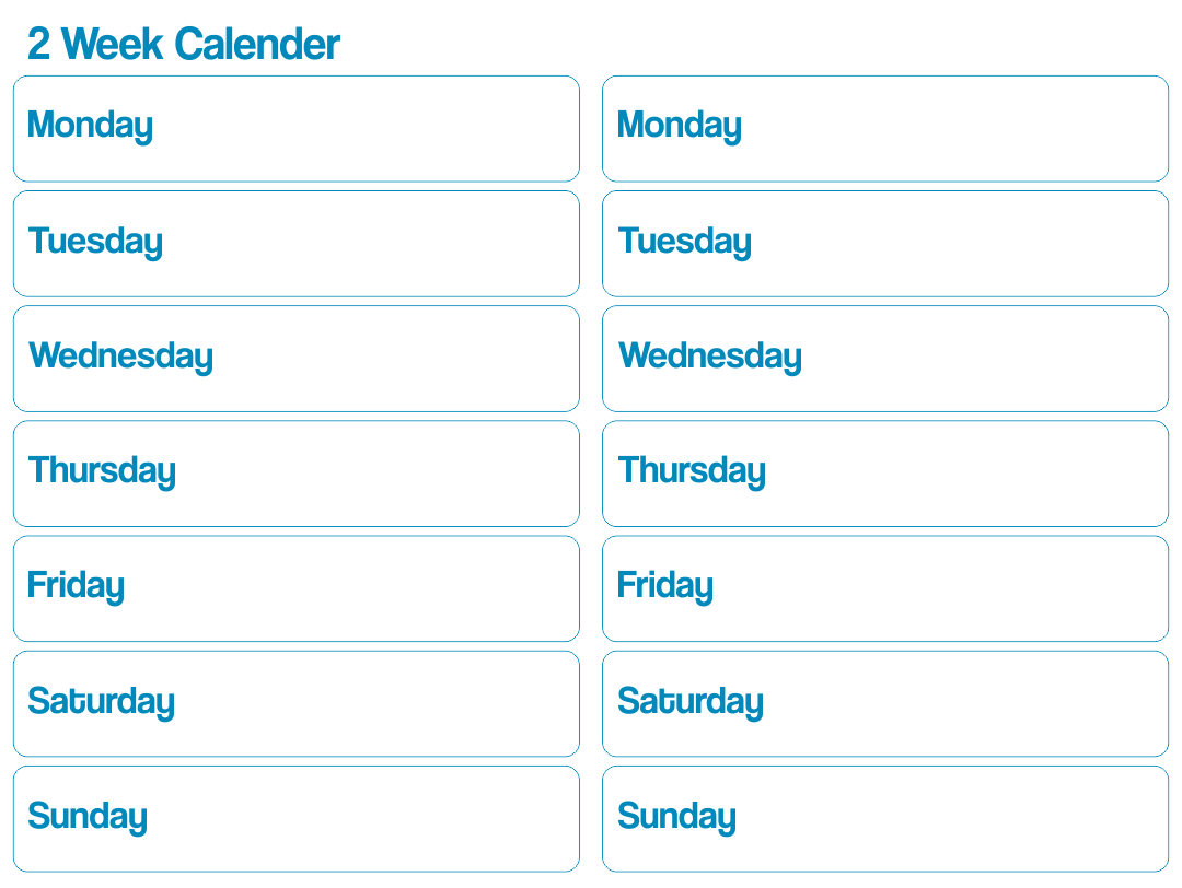Printable 2 Week Blank Calendar Template