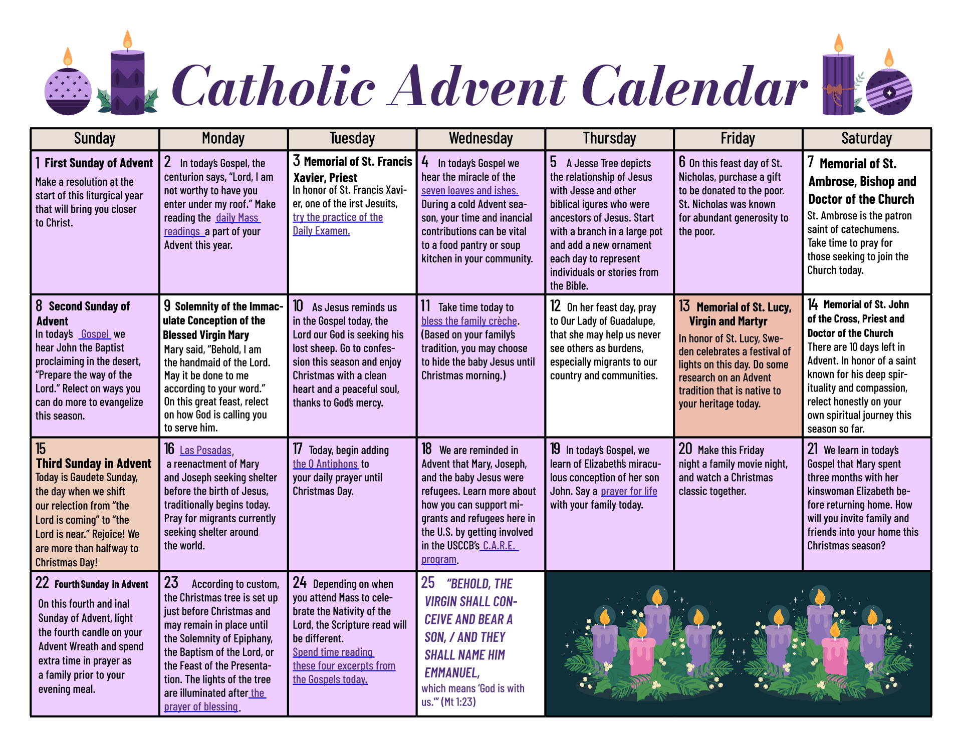 Printable Catholic Advent Calendar