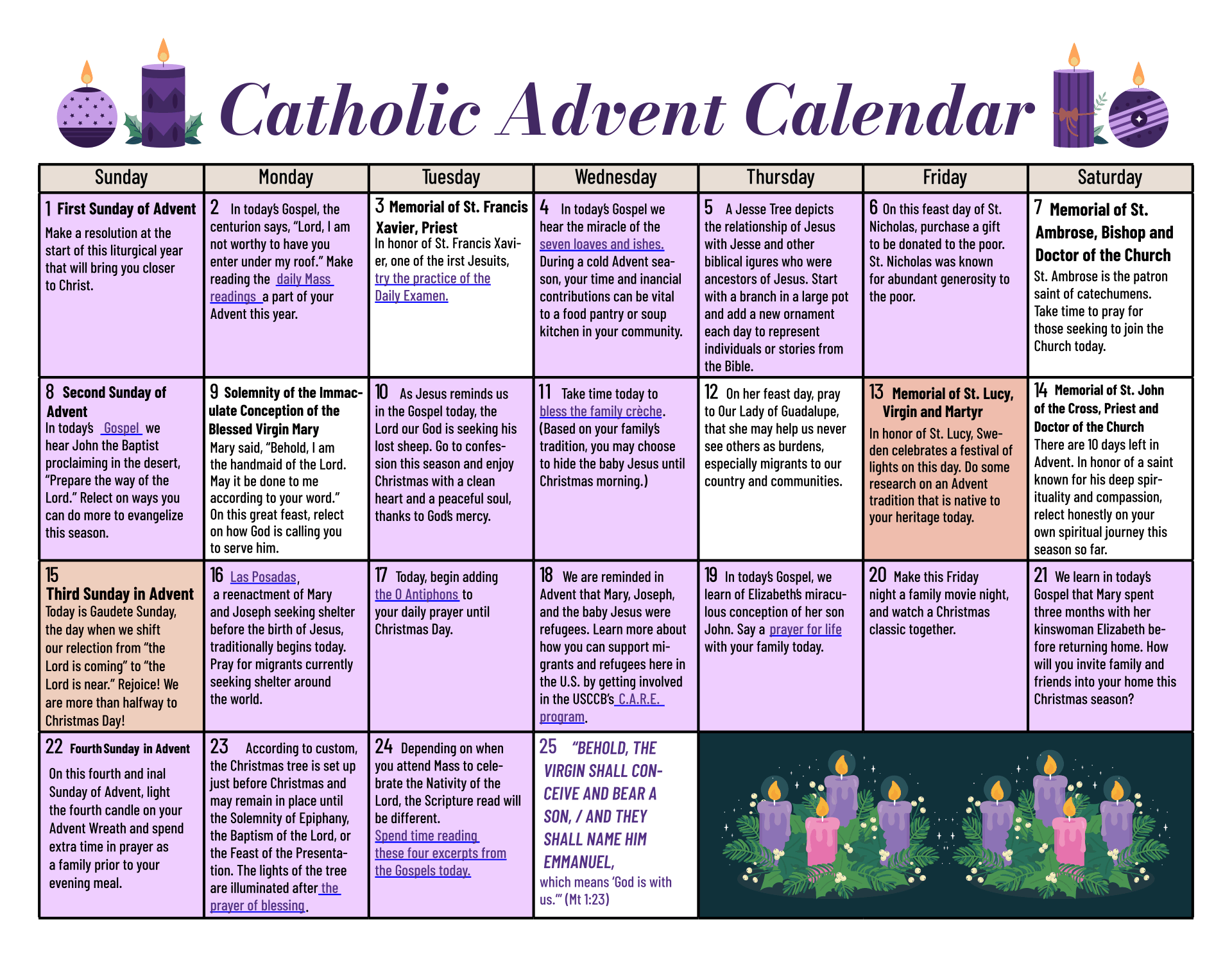 Printable Catholic Advent Calendar 2025