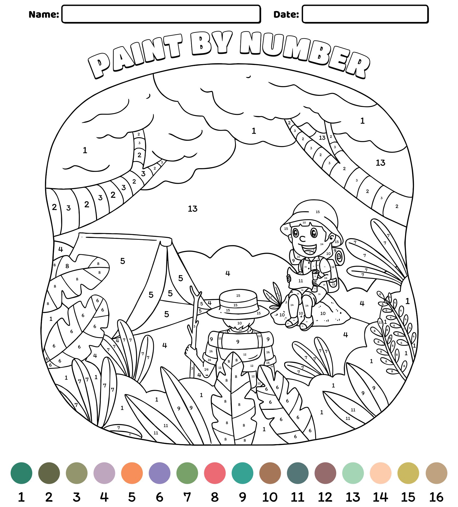 Modern Paint by Number Printable