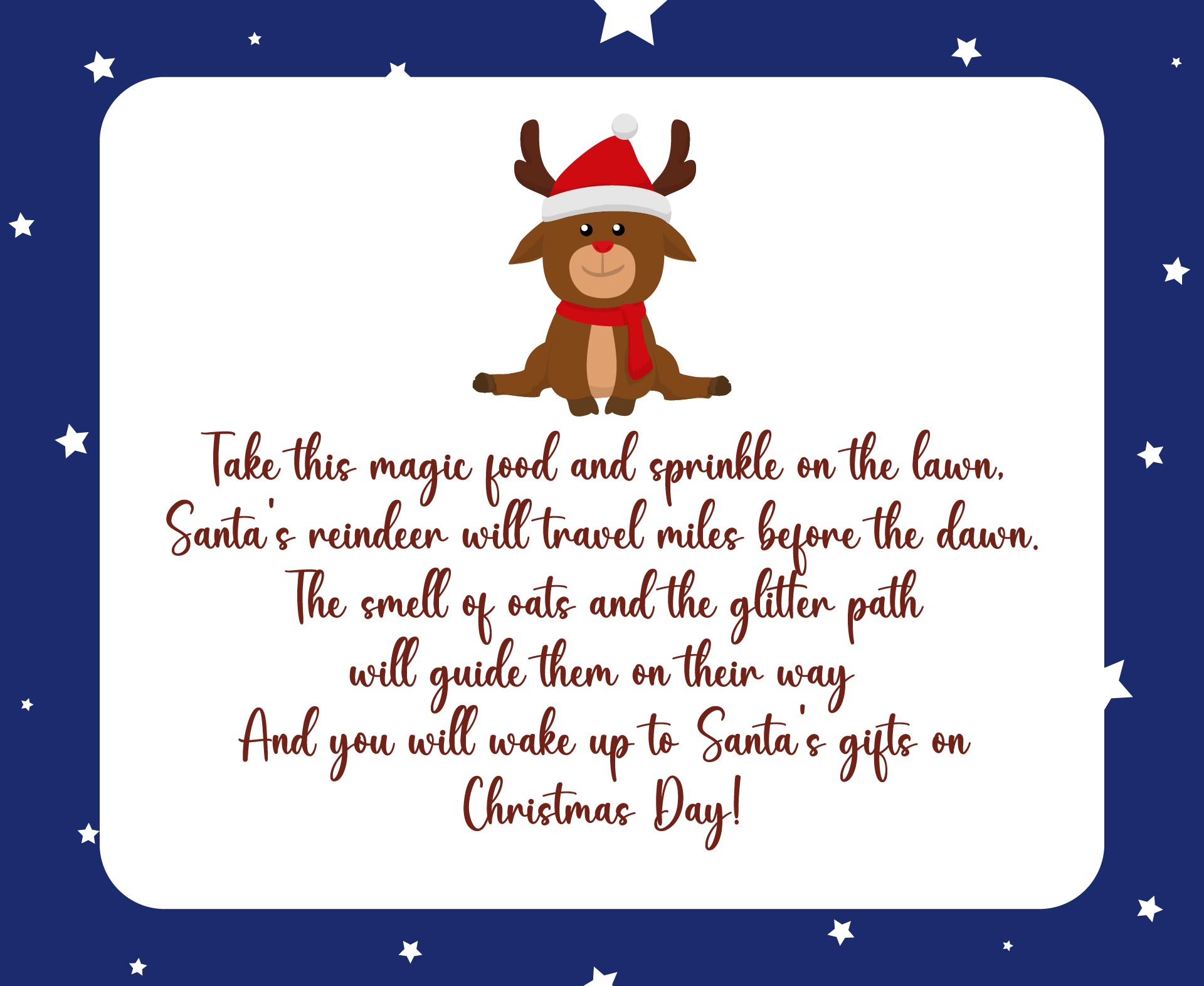 Reindeer Food Poem Template