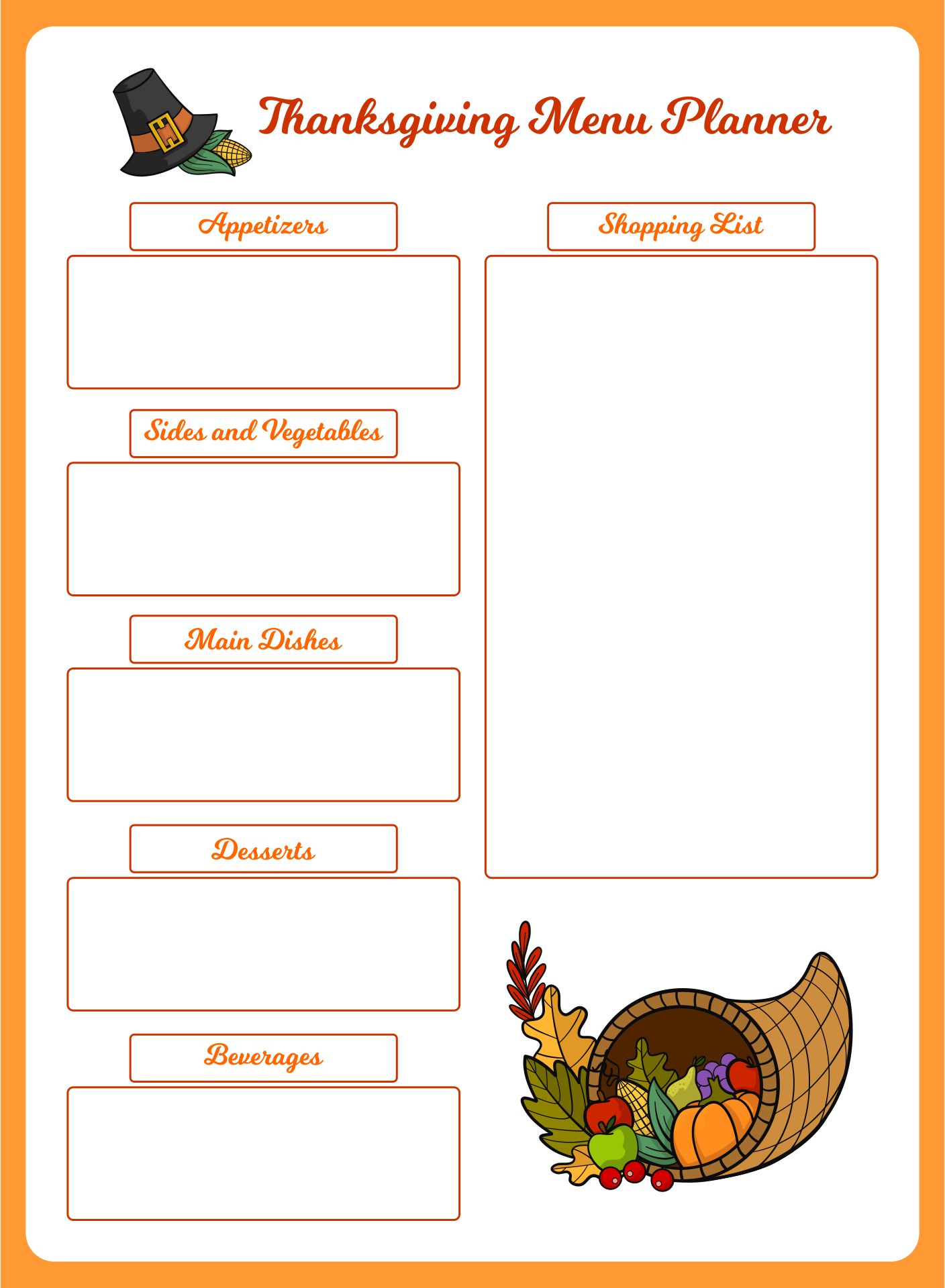 Thanksgiving Menu Planner Template