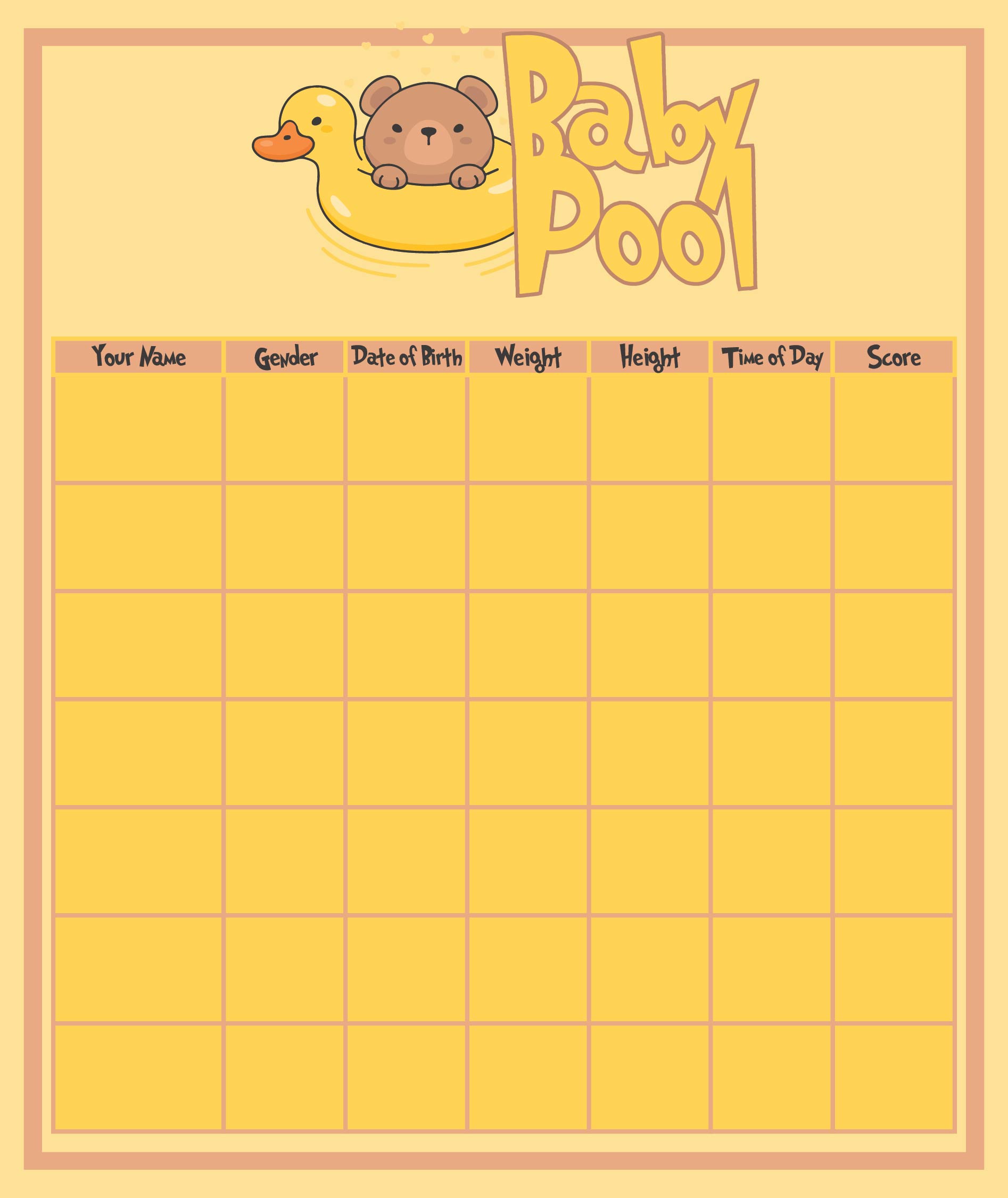 Printable Baby Weight Pool