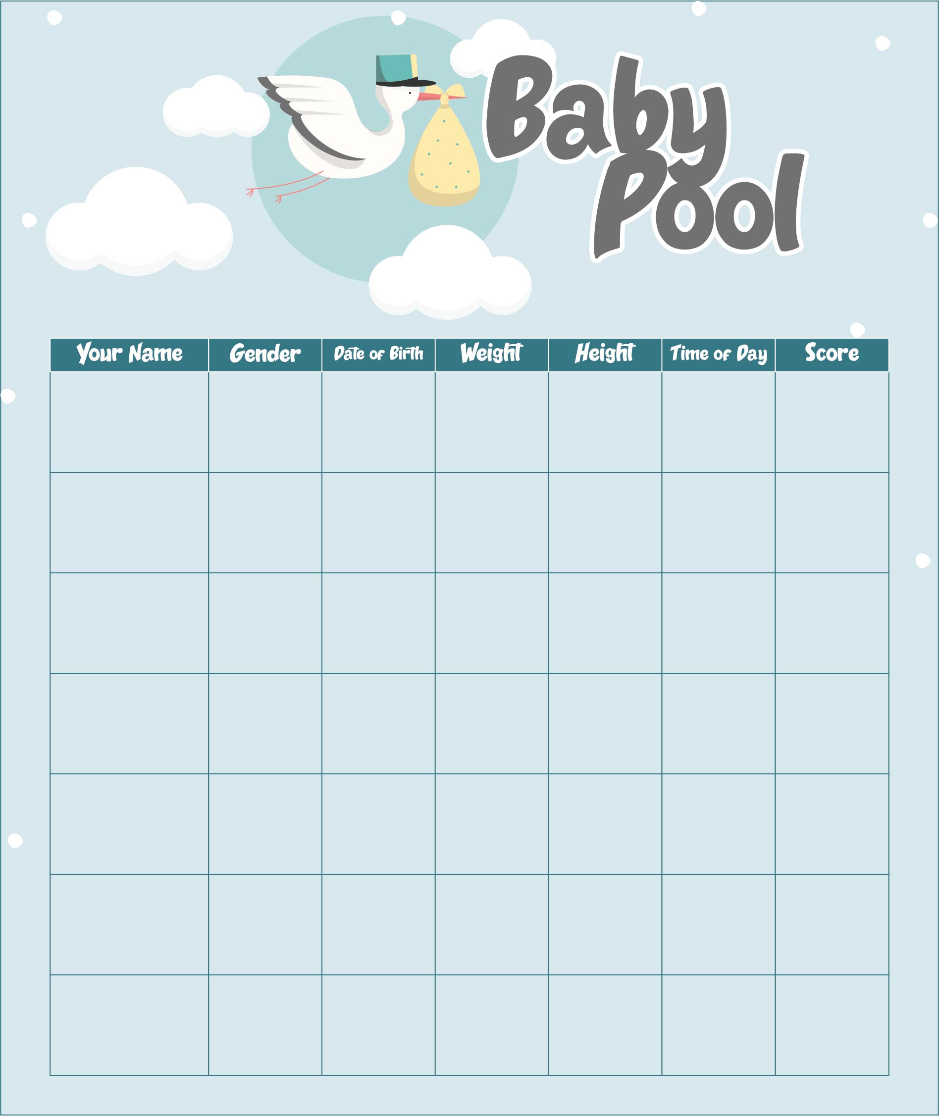7 Best Printable Baby Weight Pool Printablee