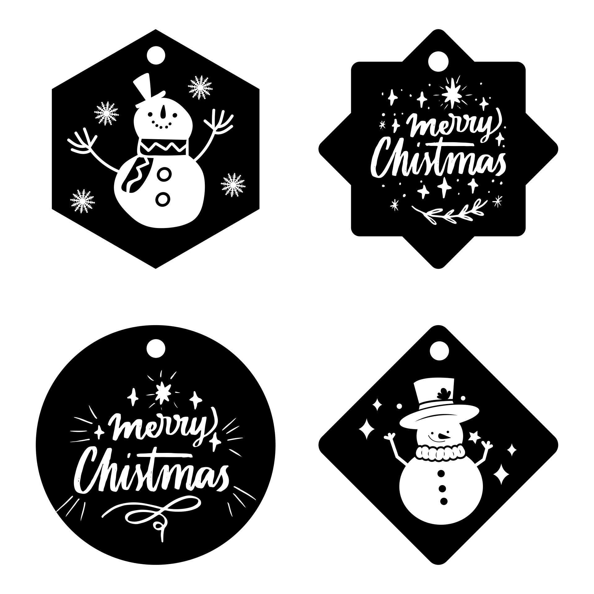 9 Best Printable Christmas Tags Black And White - printablee.com