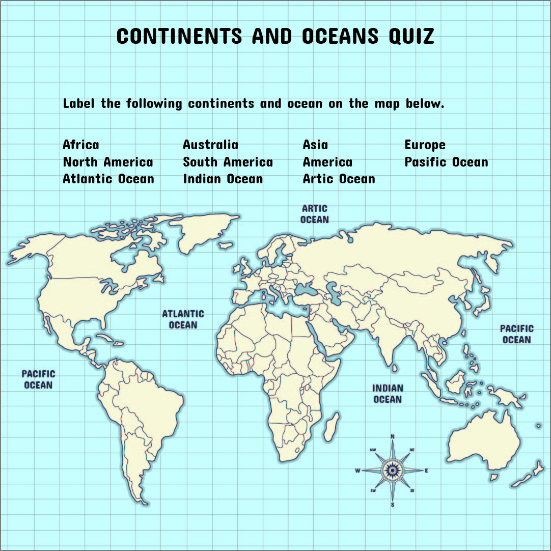 Free Printable World Map Continents And Oceans