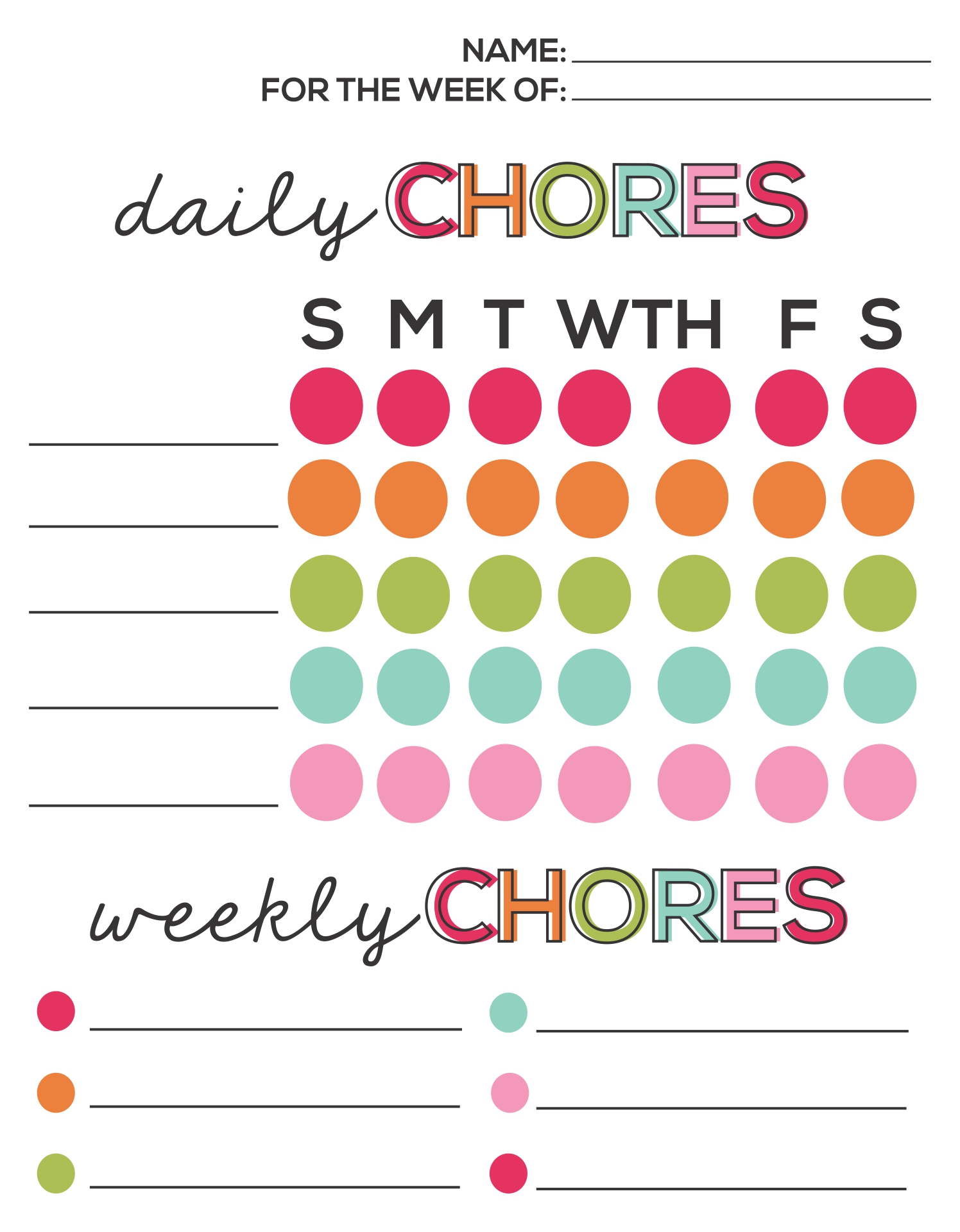 Cute Printable Chore Charts
