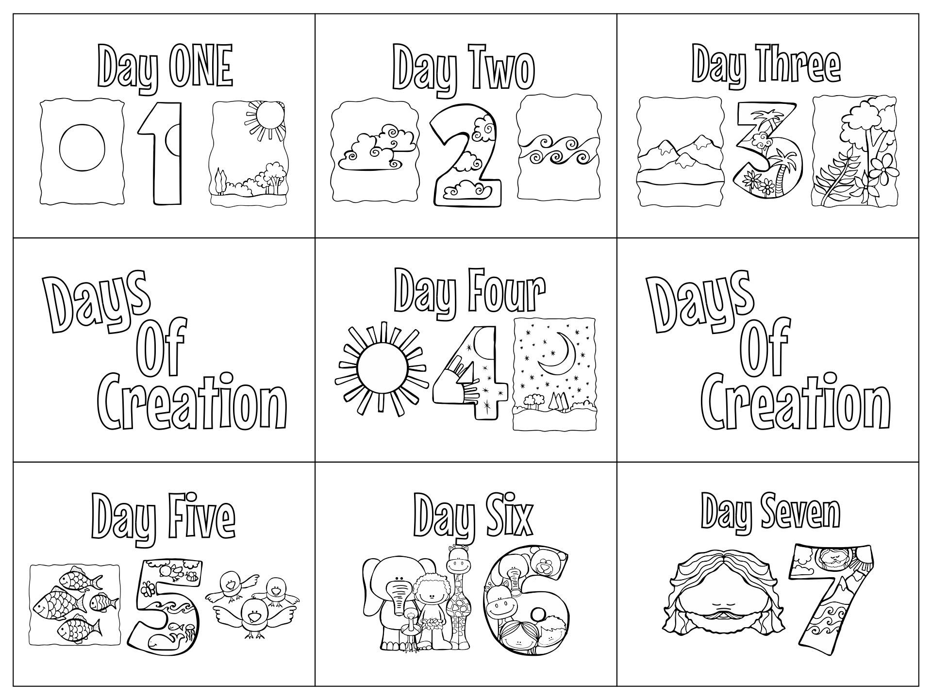 Days Of Creation Printable Pictures