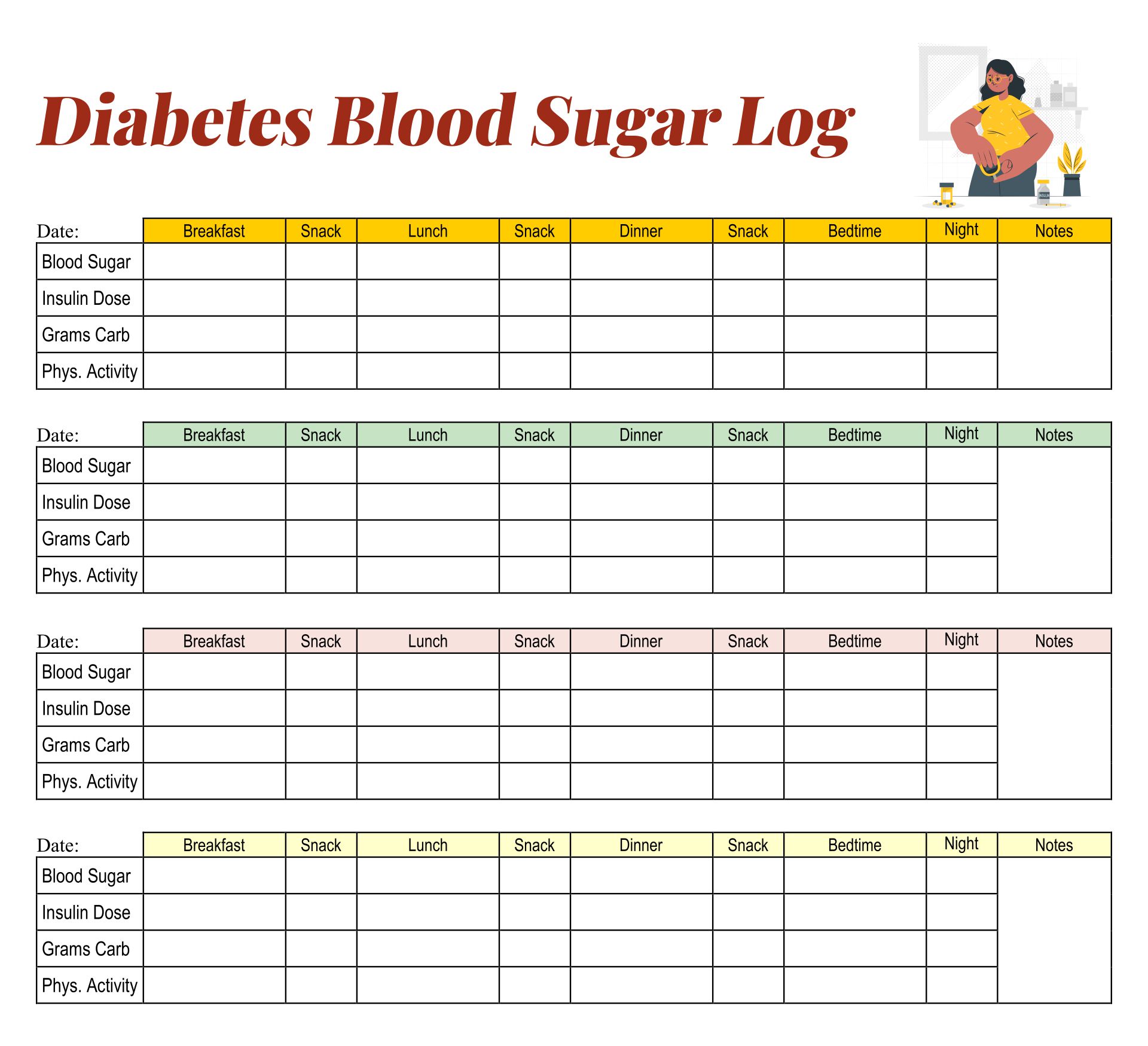 Diabetes Blood Sugar Log Book