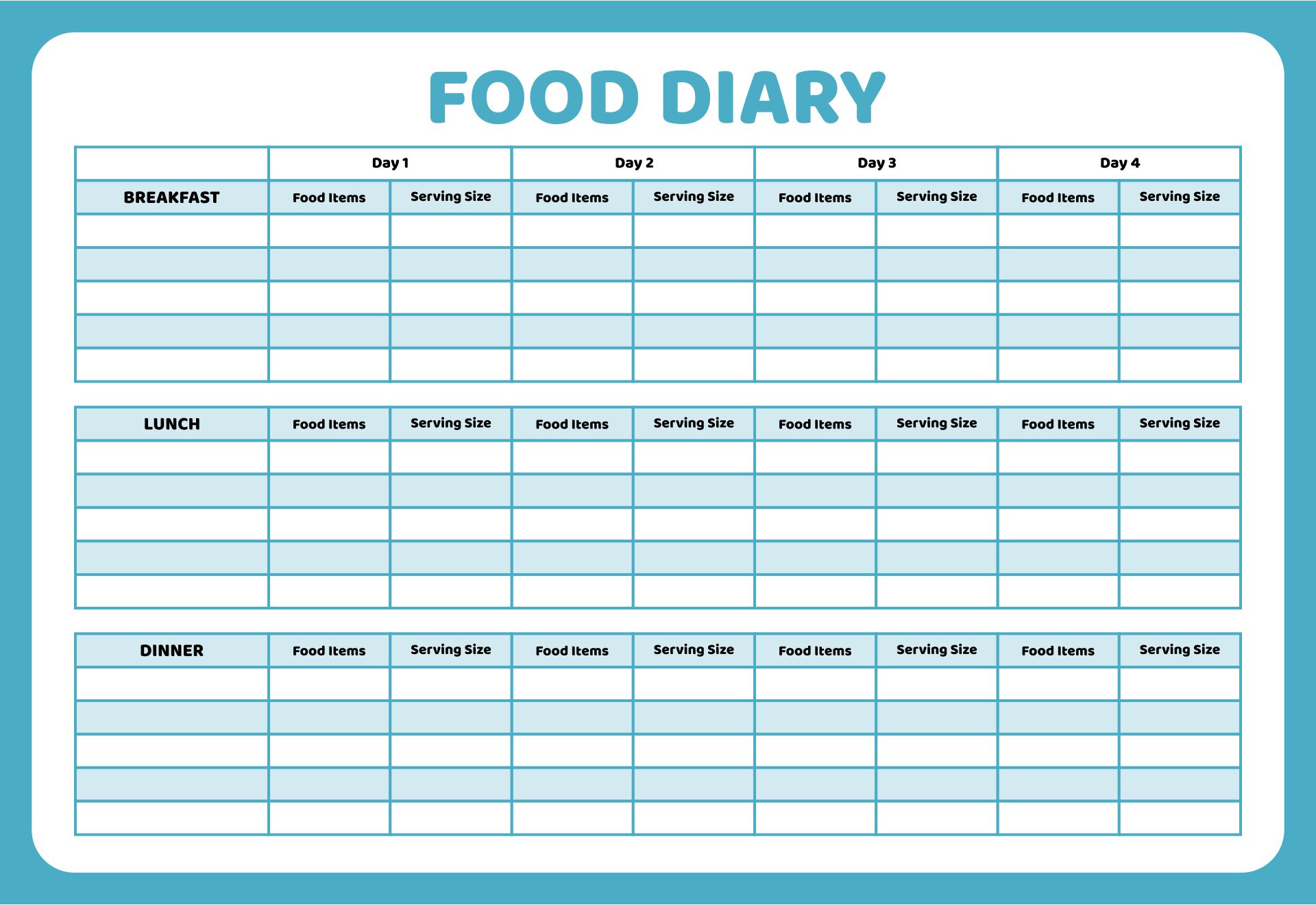 Free Food Log Printable Track Plan Meals Printables For Everyone Free Food Log Printable Track Plan Meals Printables For Everyone