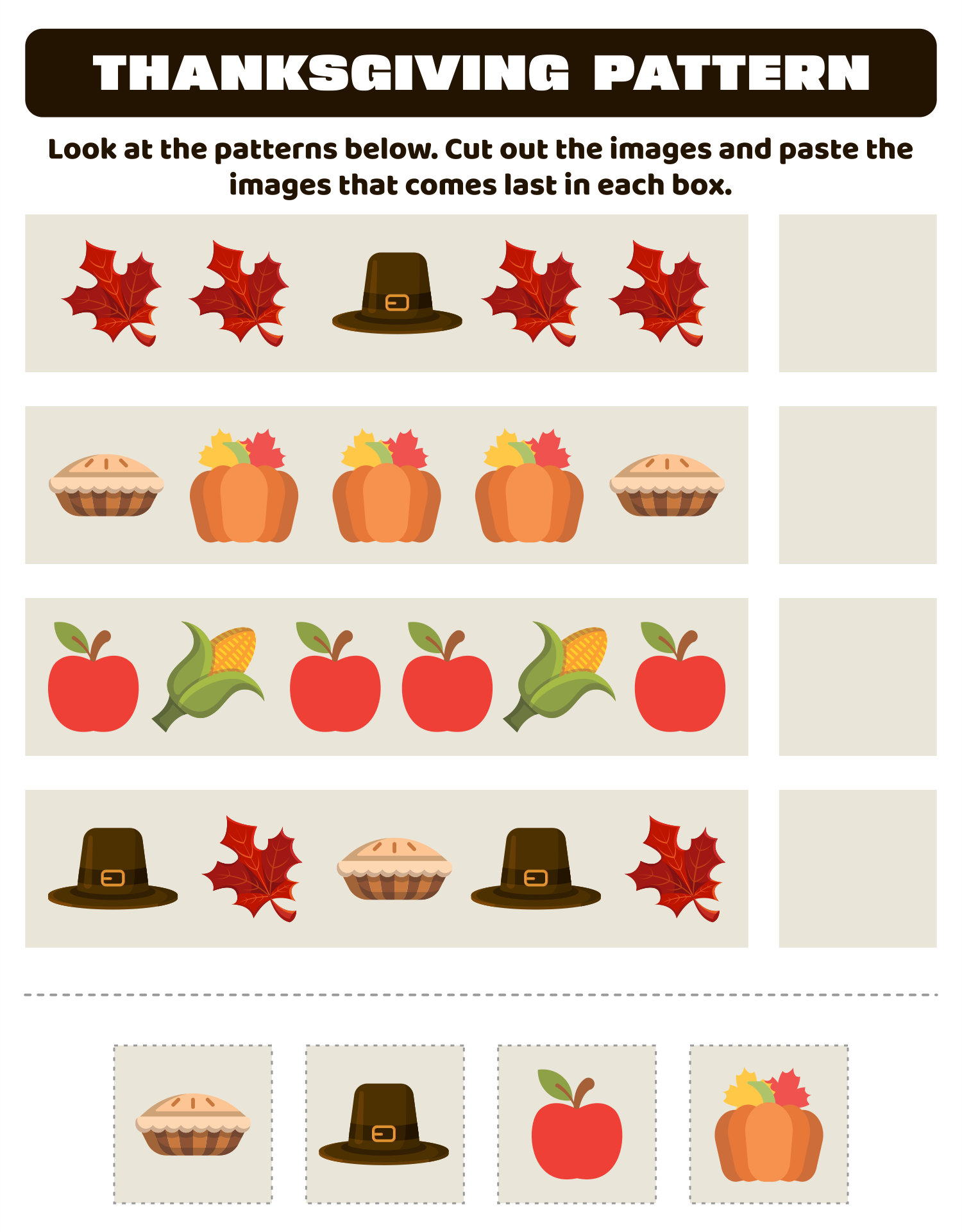 Preschool Thanksgiving Printables