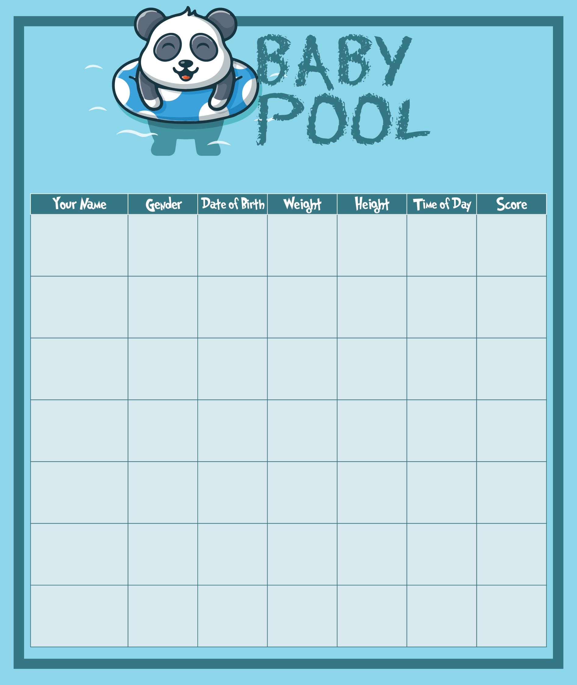 Printable Baby Weight Pool Printablee