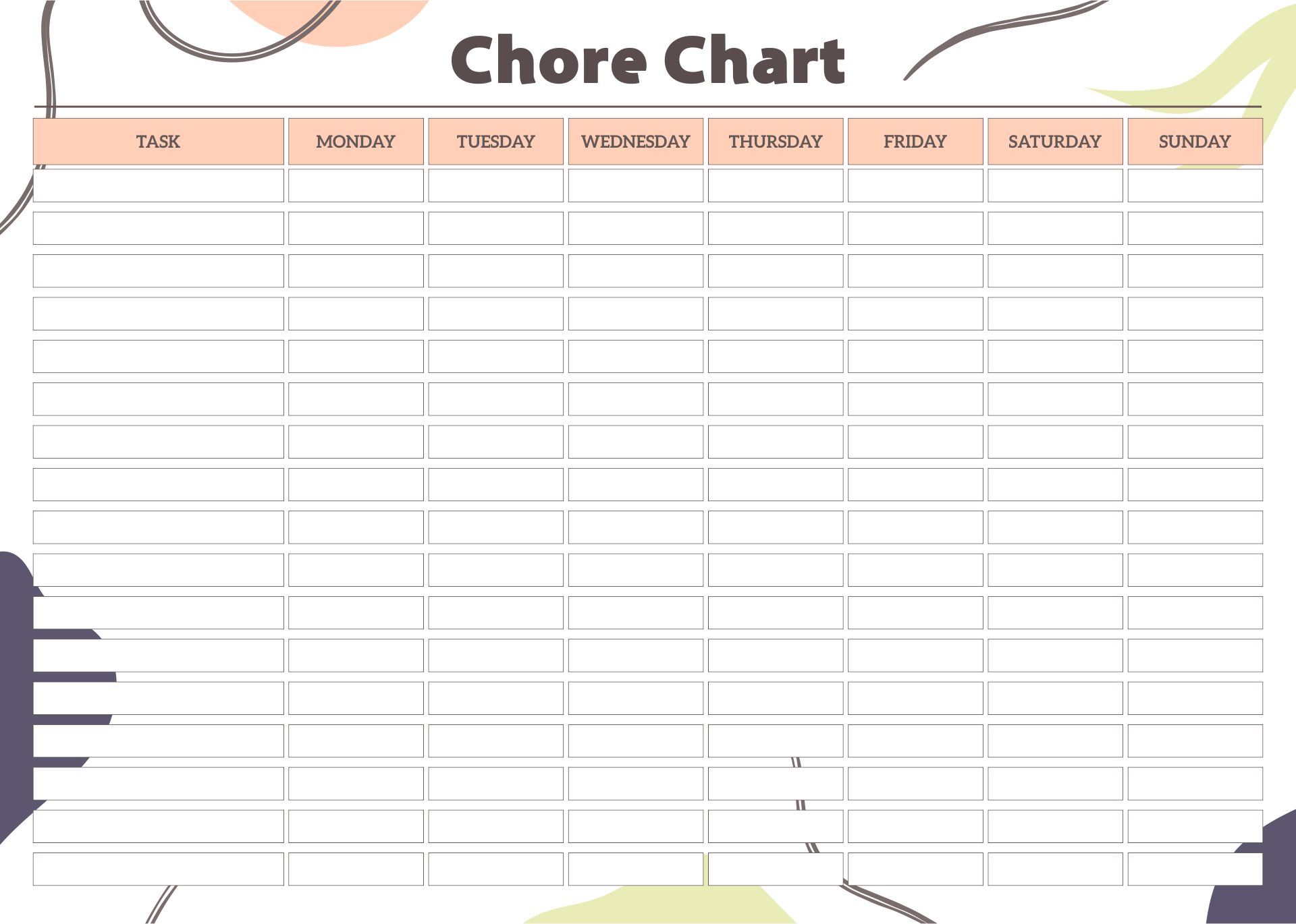 Bucks Chore Chart