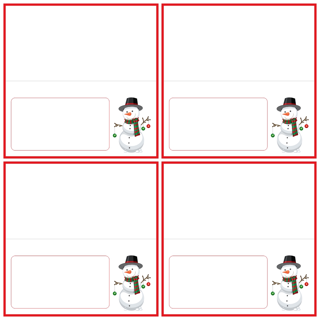 Free Printable Place Card Templates Christmas Printable Form