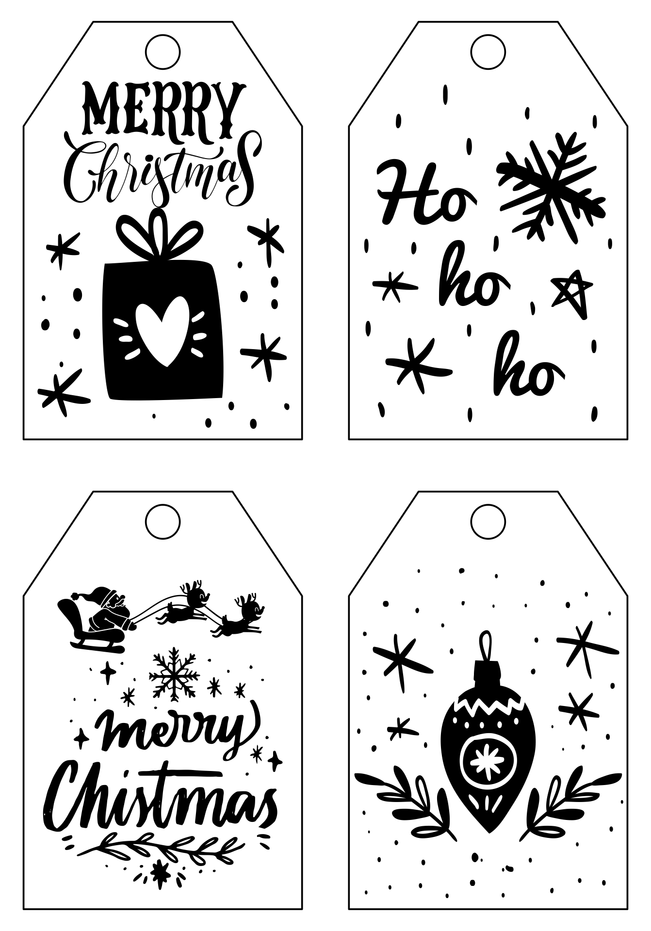 Printable Christmas Tags Black and White