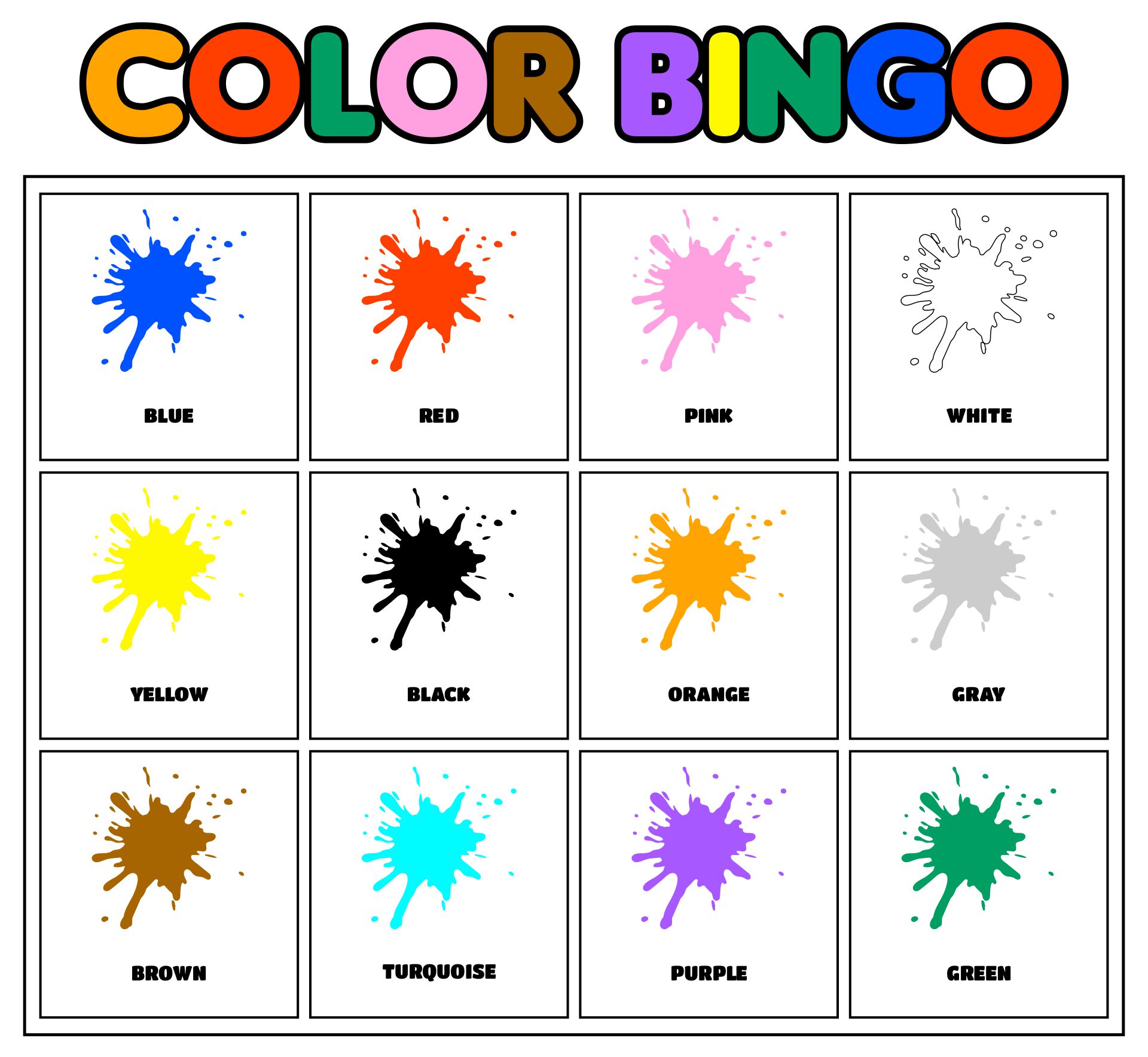 Printable Color Bingo for Preschoolers