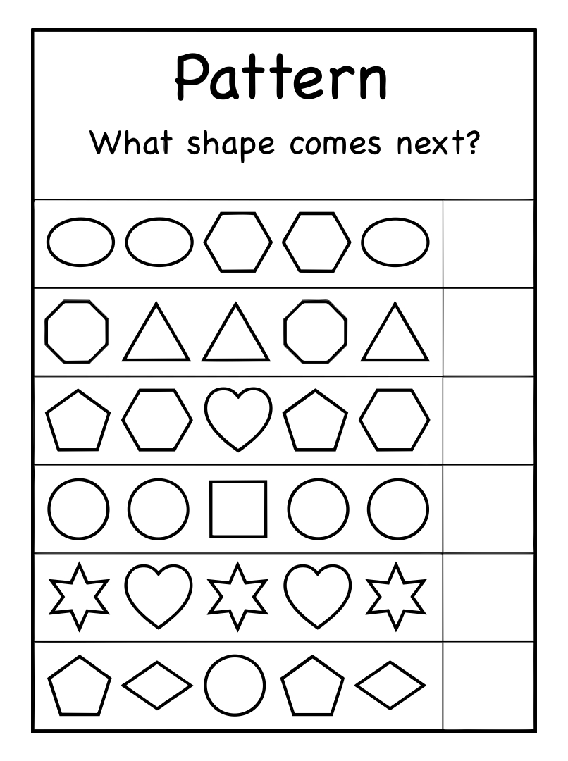 Printable Kindergarten Pattern Worksheet