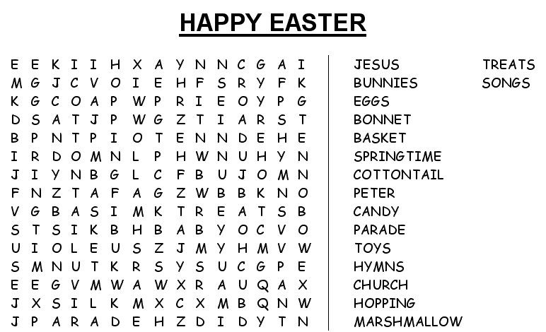 Large Print Word Search Puzzles Easter