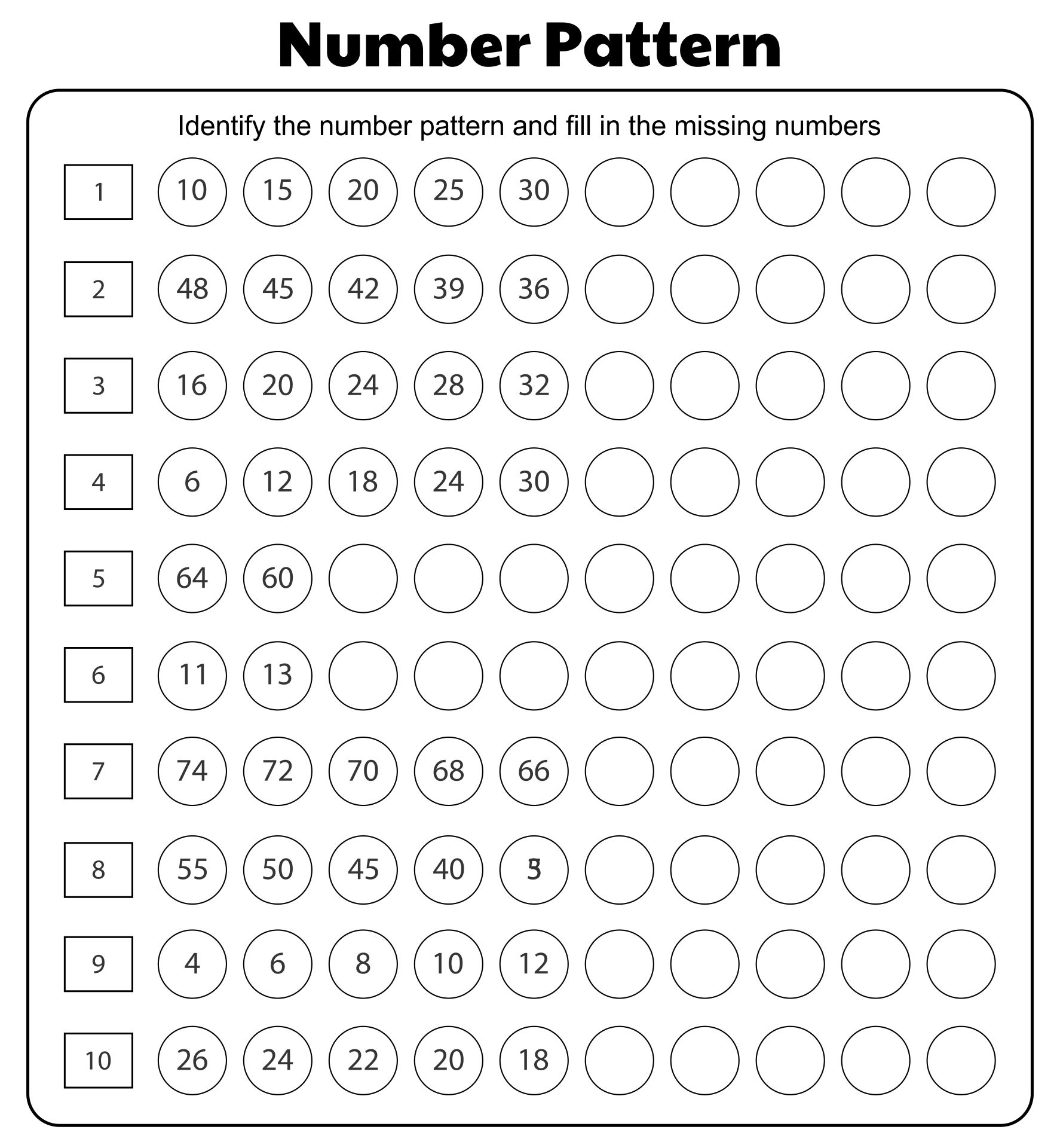 Math Patterns Worksheets Grade 4