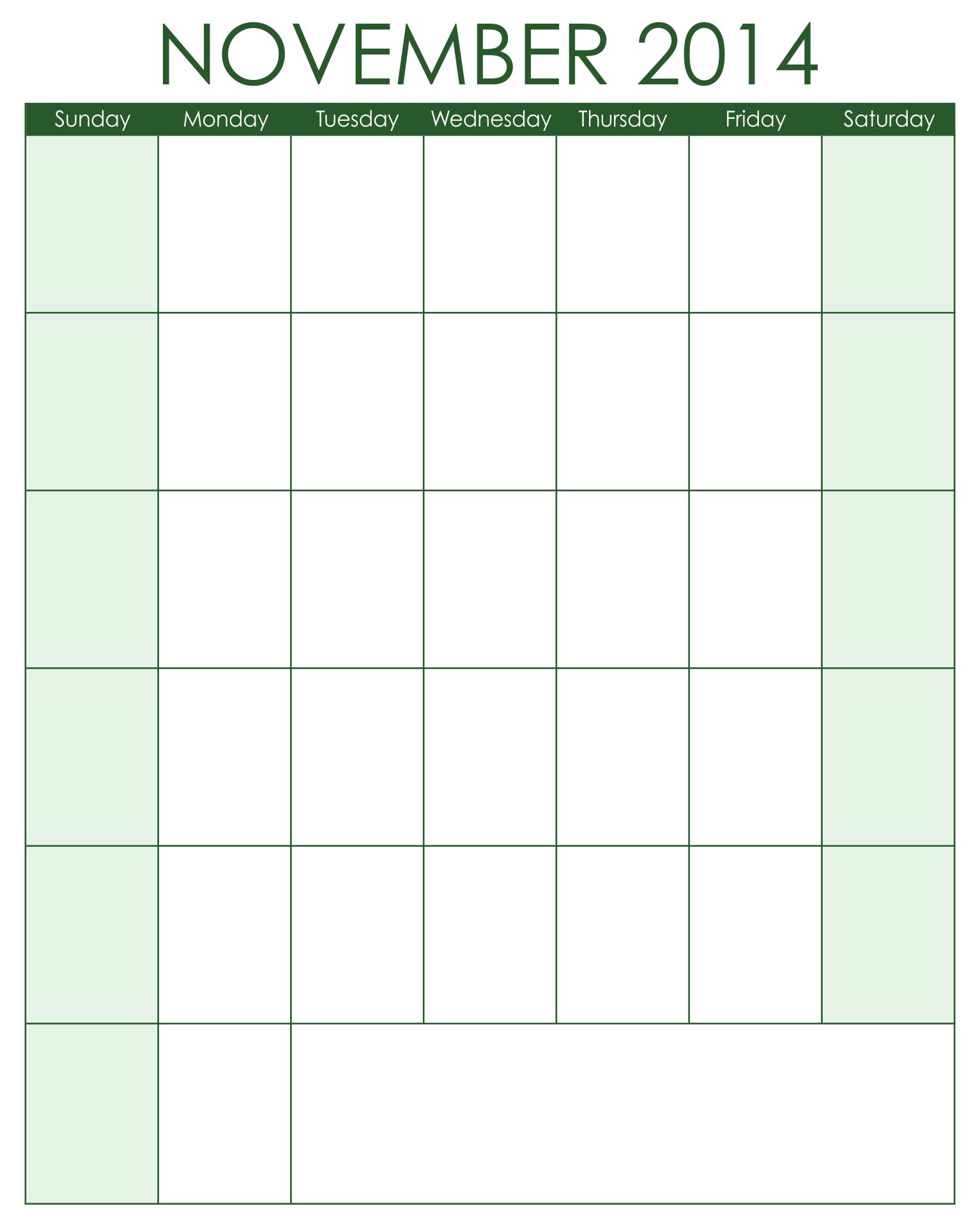 November 2014 Calendar Printable