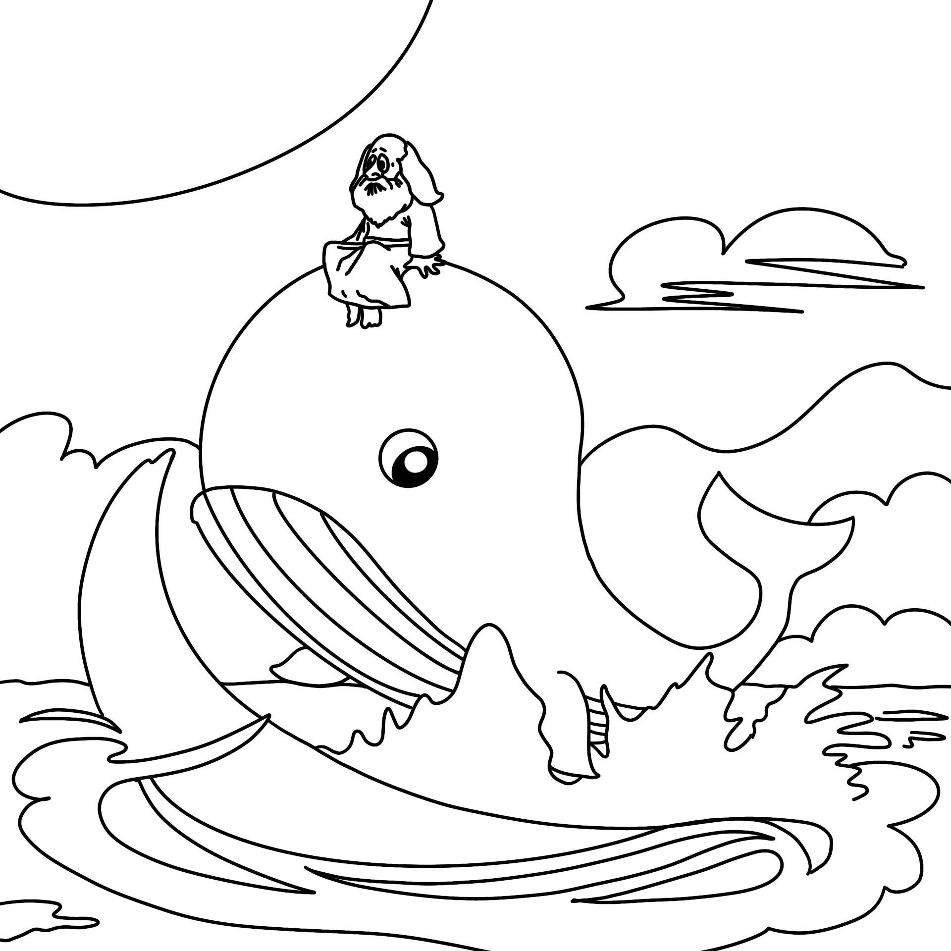 Printable Coloring Page Jonah and the Fish