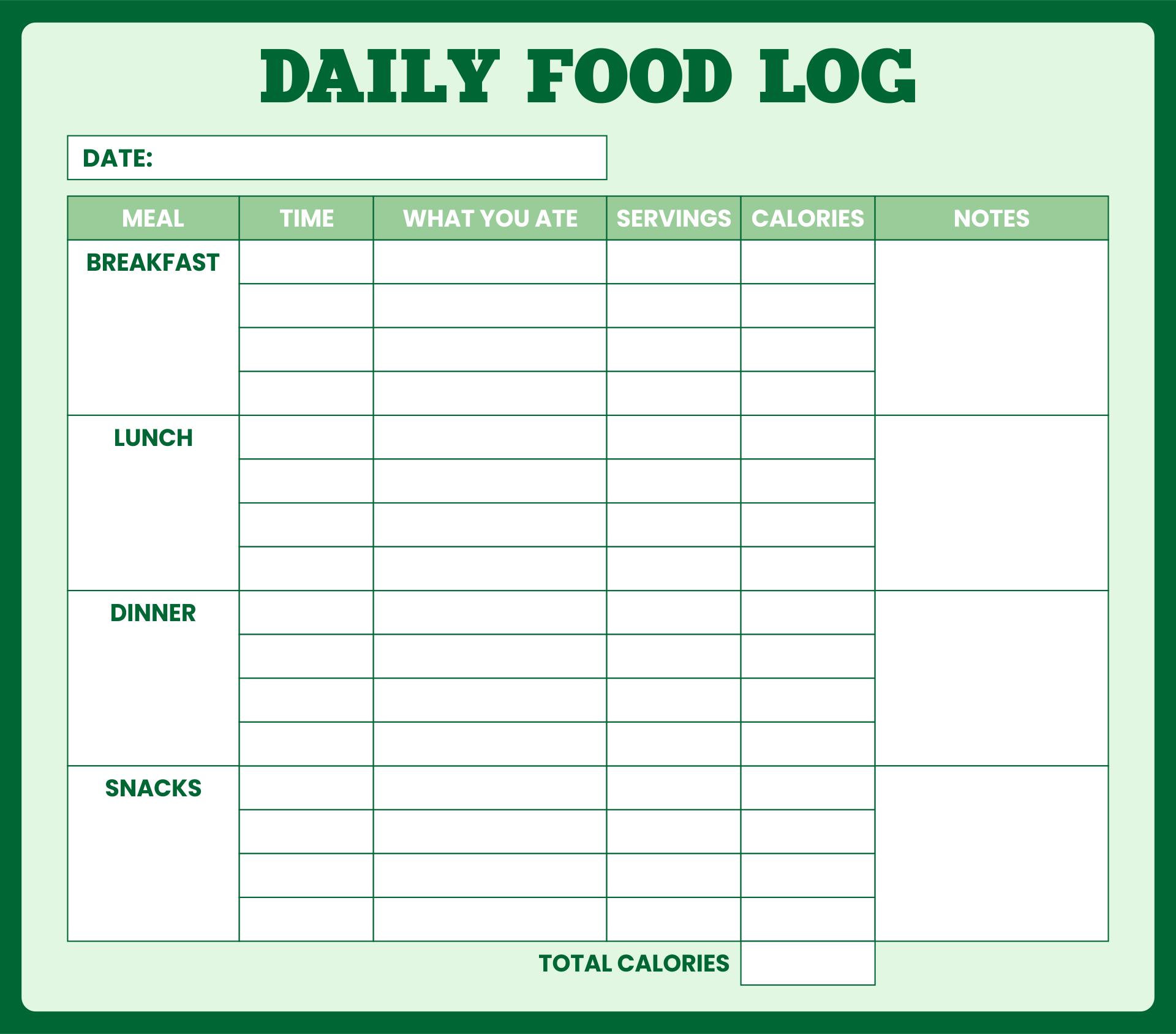 7 Best Free Printable Food Log Sheets Printablee