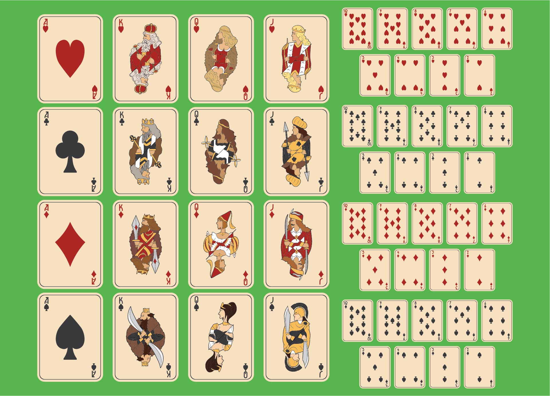 Printable Deck of Cards PDF  Printable playing cards, Deck of