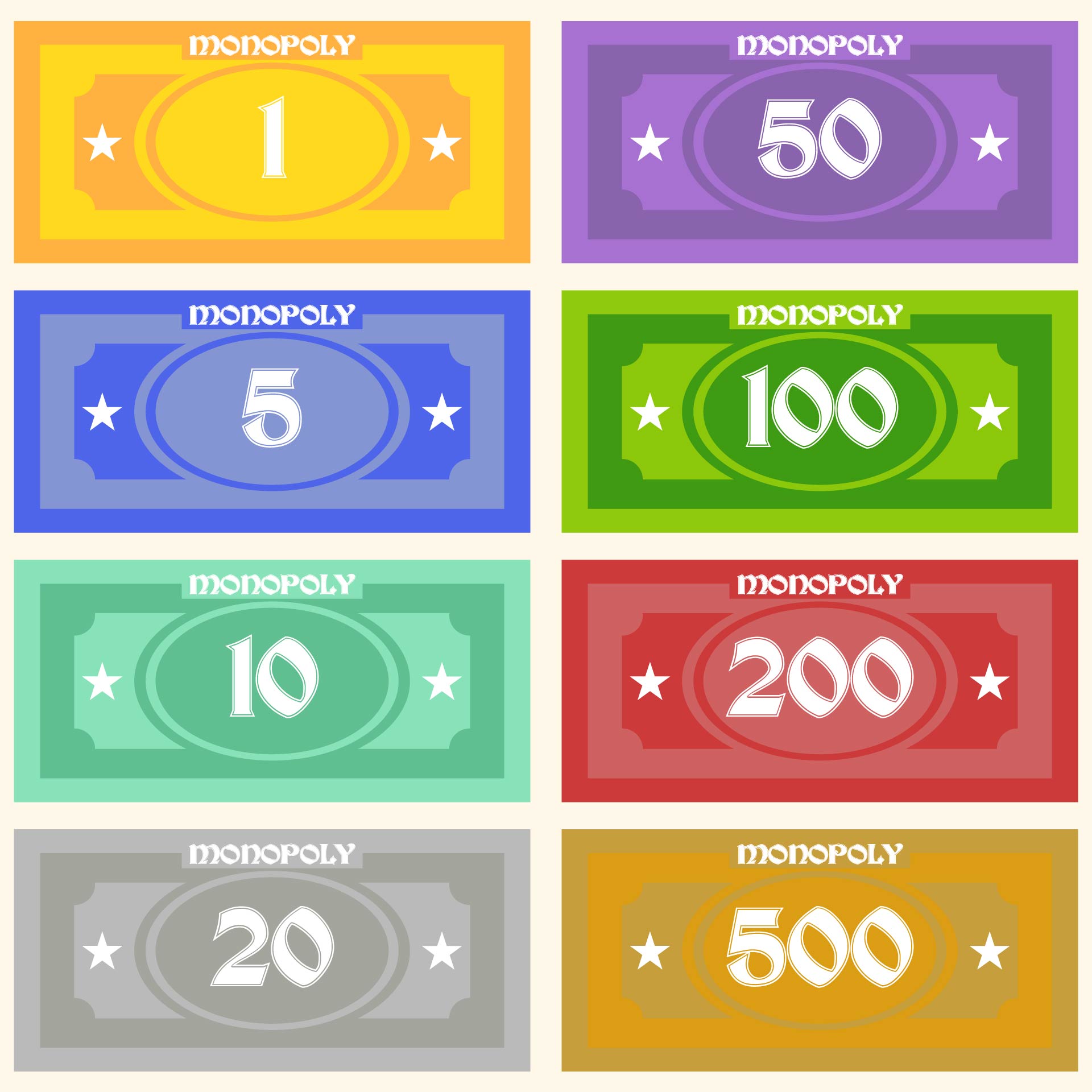  Printable Monopoly Money Templates