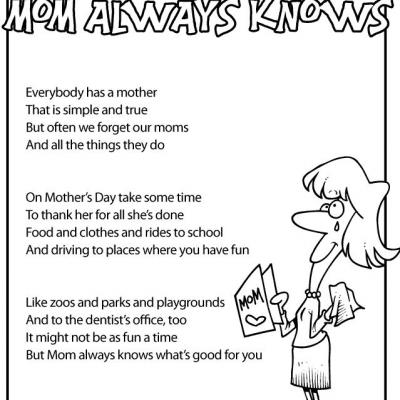 Printable Mothers Day Poems for Kids
