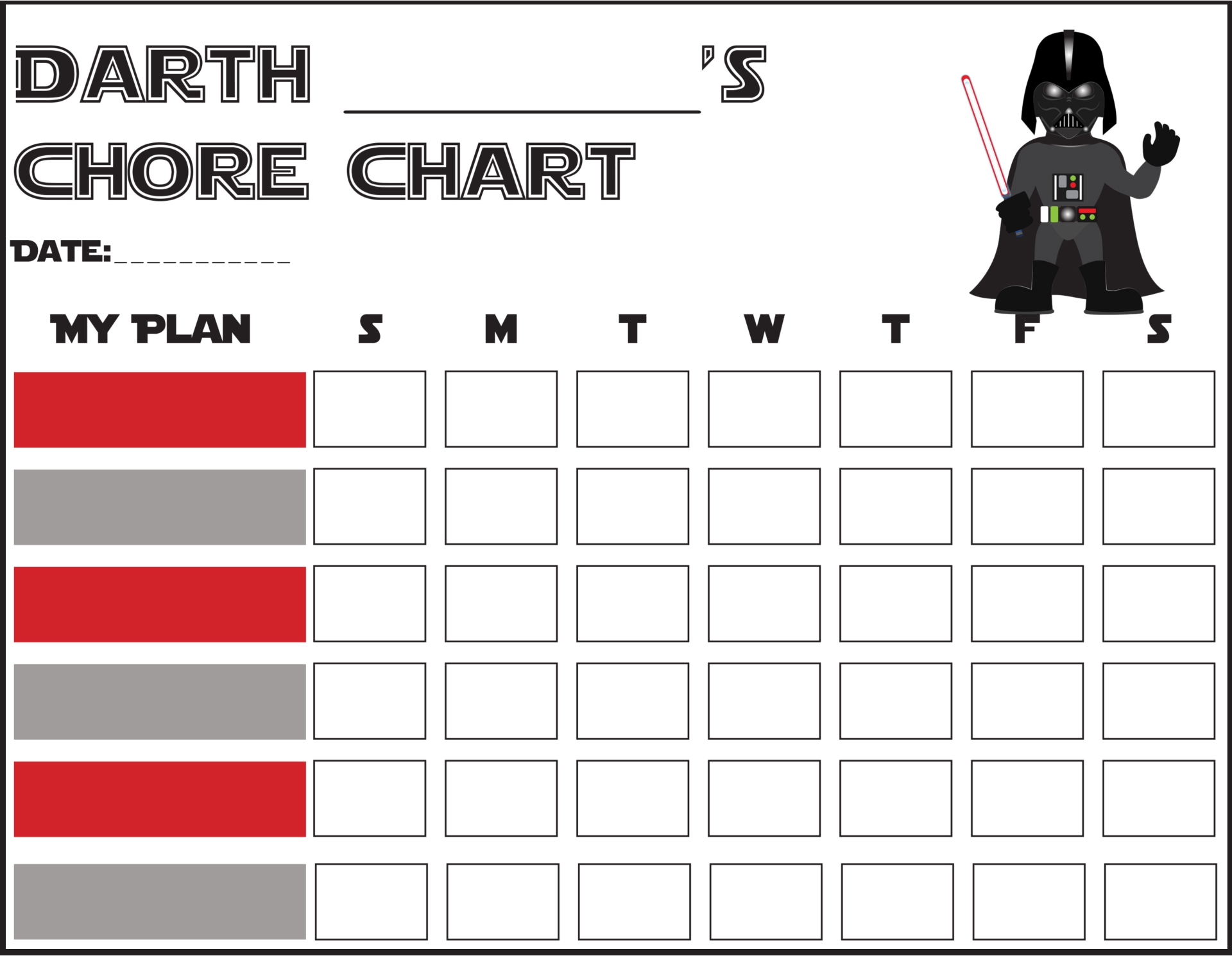 Star Wars Printable Chore Chart