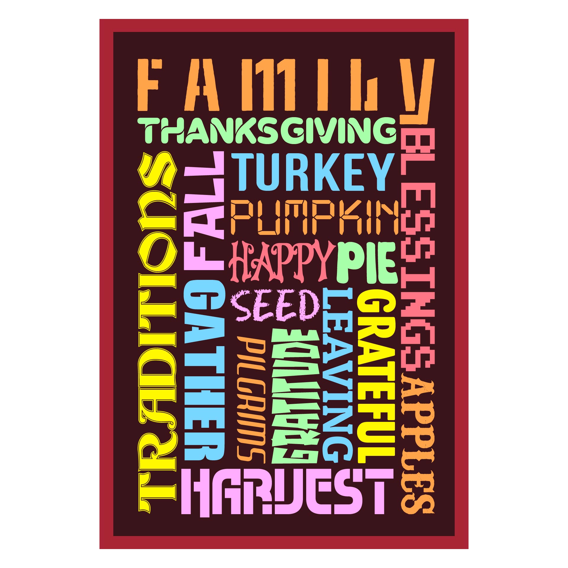 Thanksgiving Subway Art Printable 8 X 10