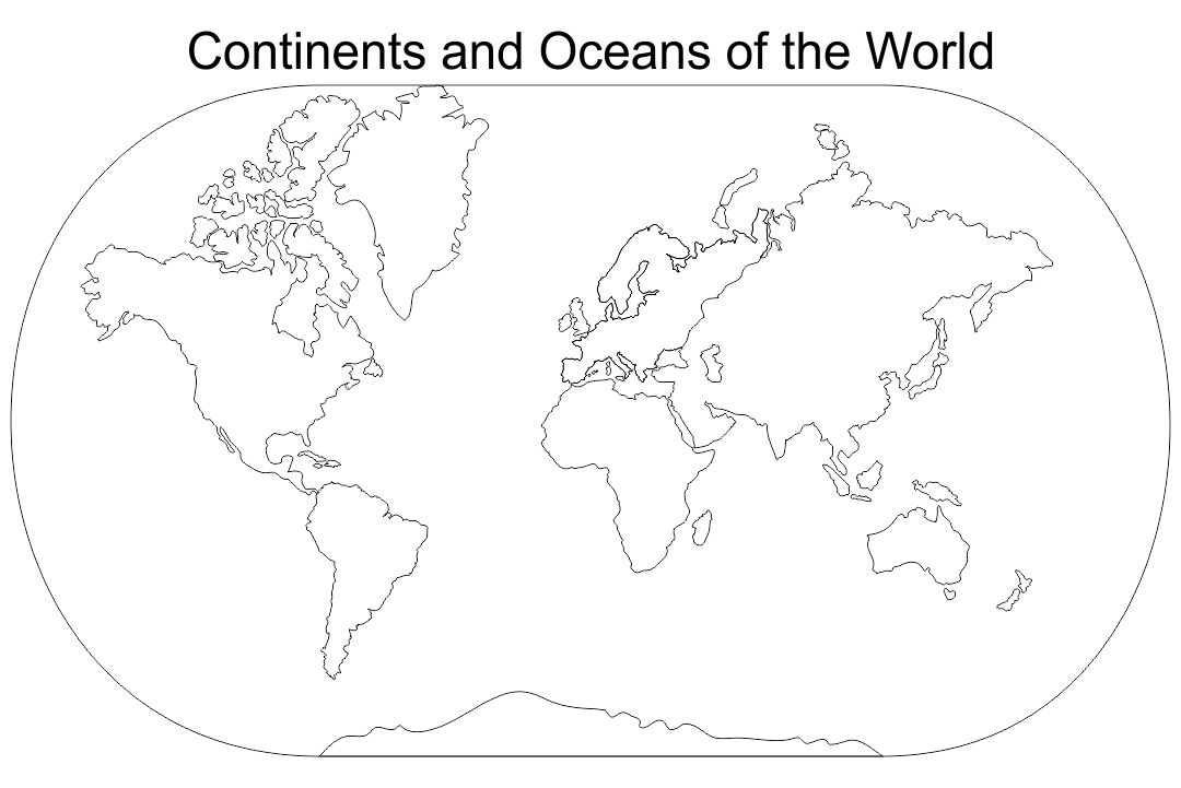 Unlabeled World Map Continents and Oceans