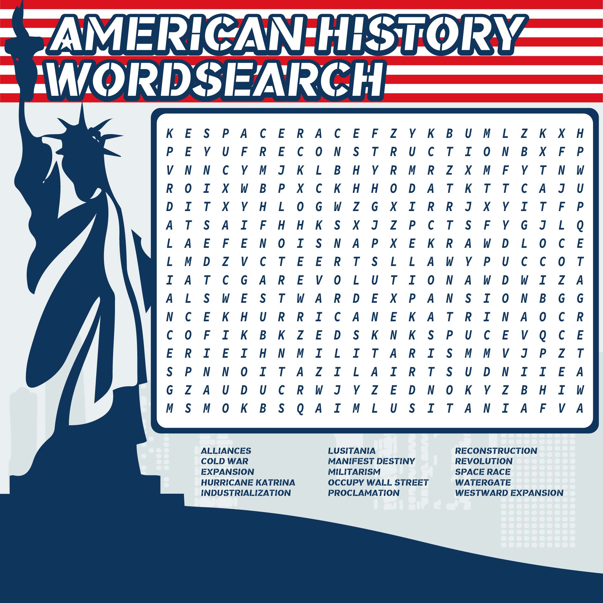 American History Word Search Puzzles