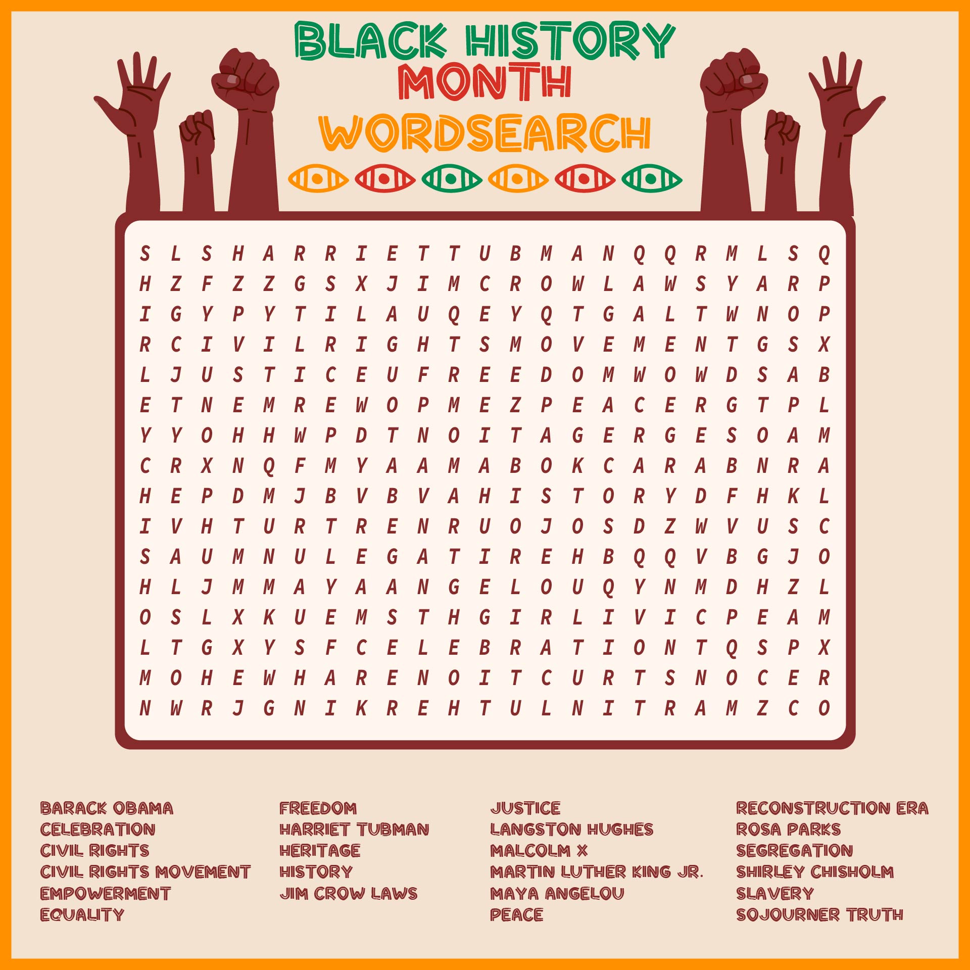 Black History Word Search Puzzles