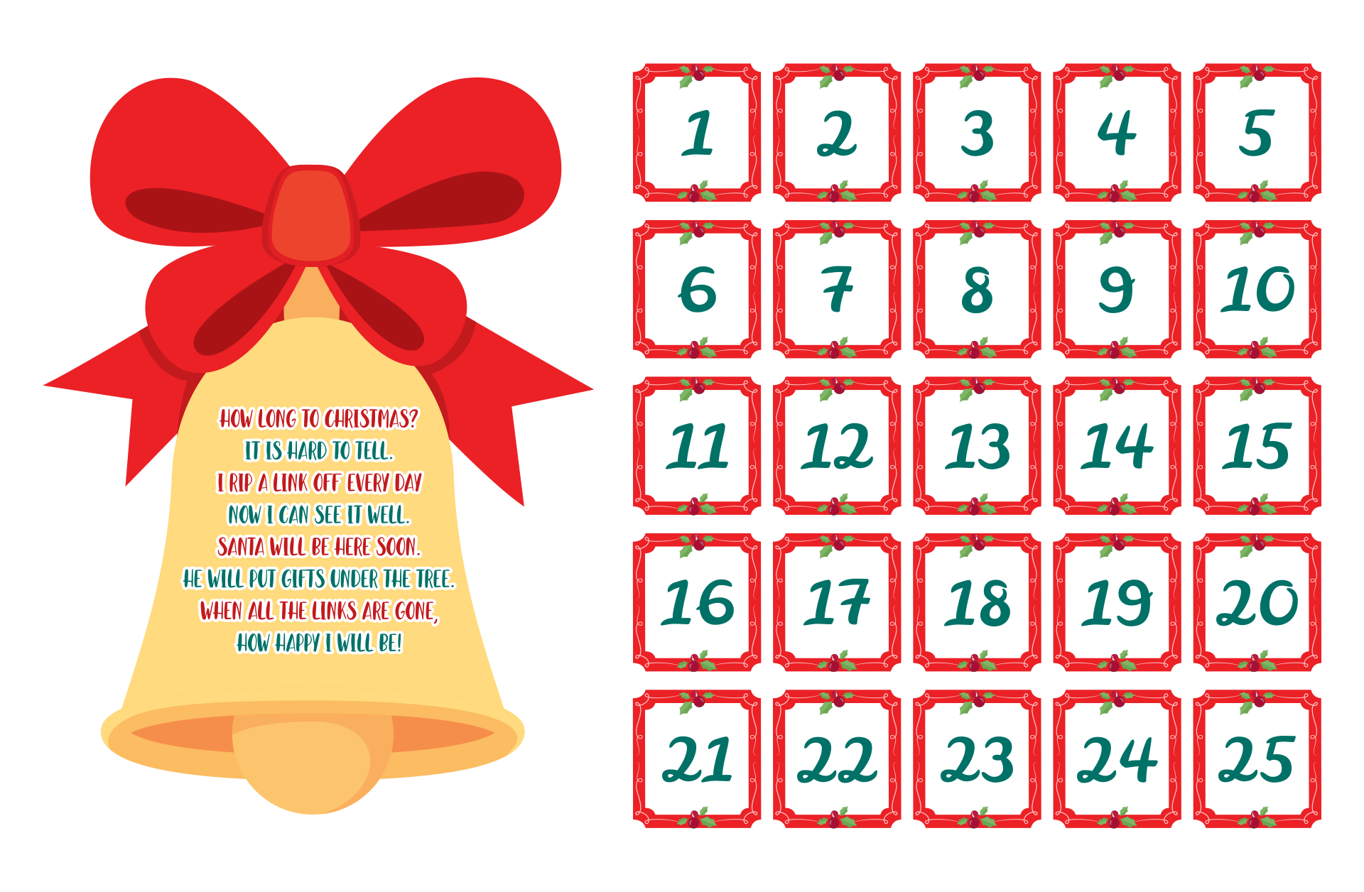 5 Best Printable Christmas Countdown Template Printablee
