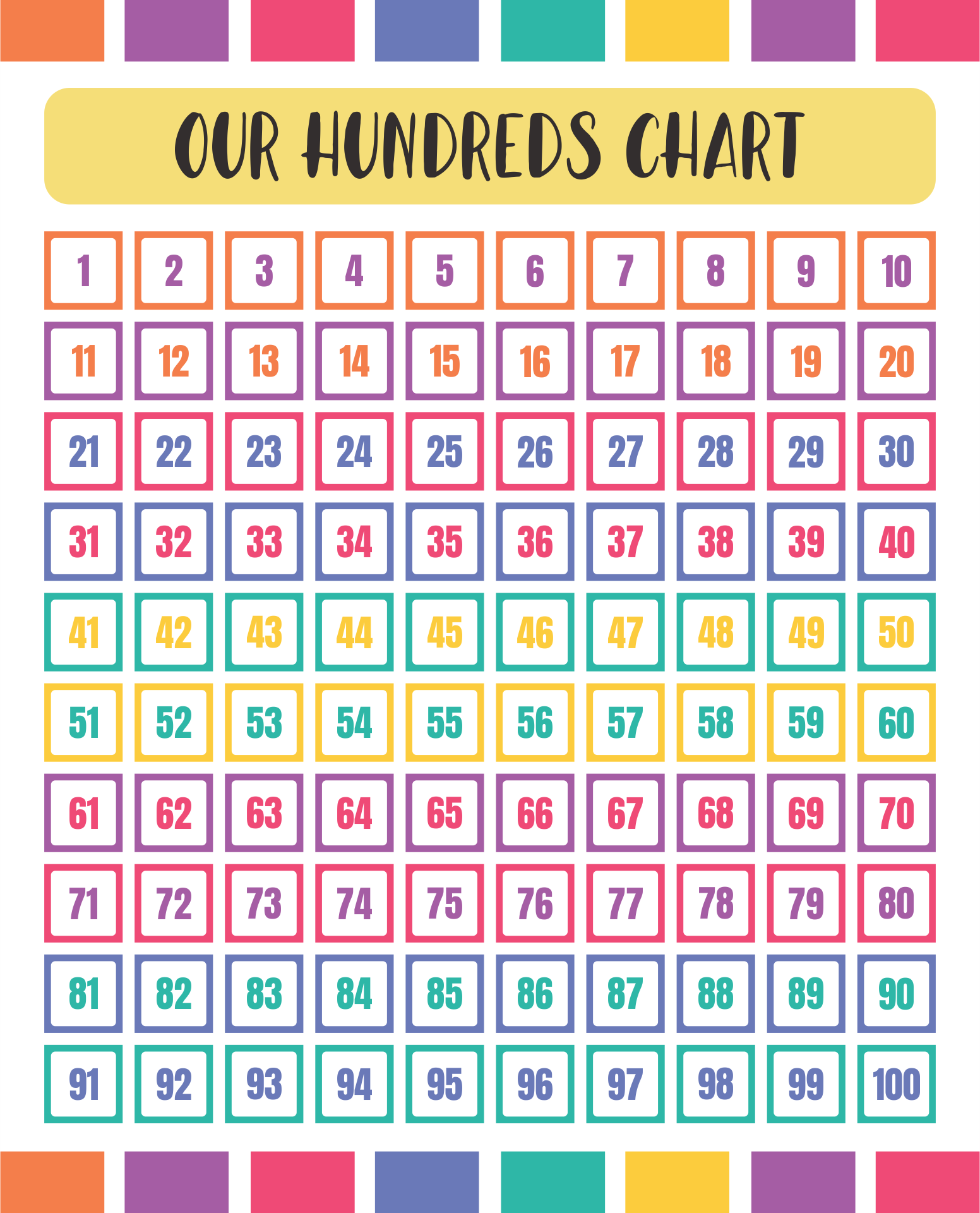 Large Printable 100 Chart