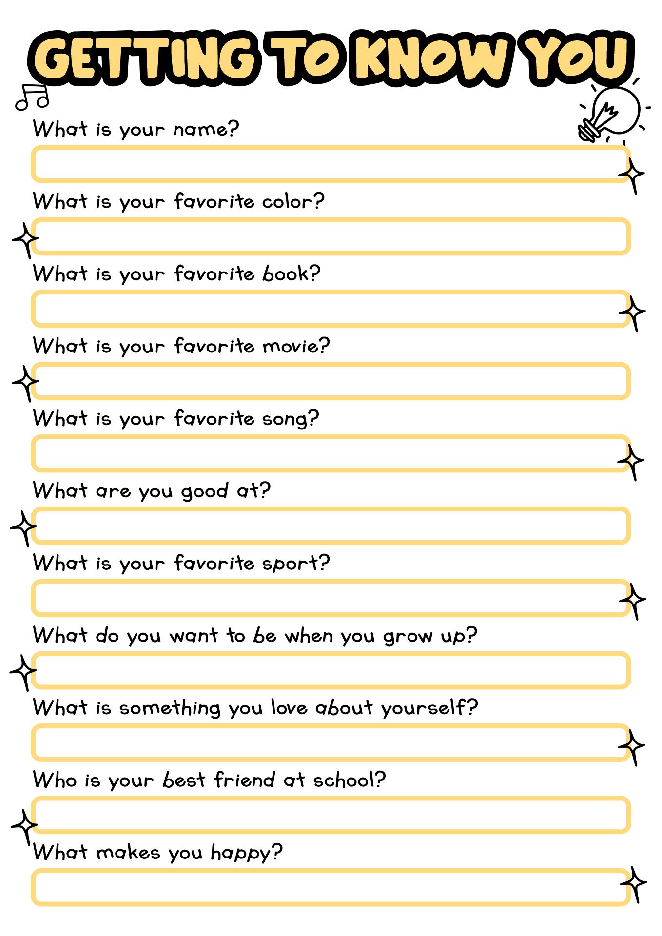 15 Best Classroom Getting To Know You Printables Printablee