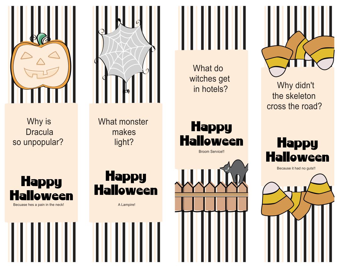 Printable Bookmarks Halloween Jokes