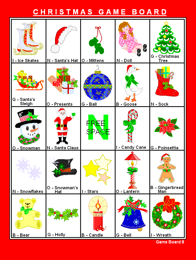 Printable Christmas Bingo Game Cards