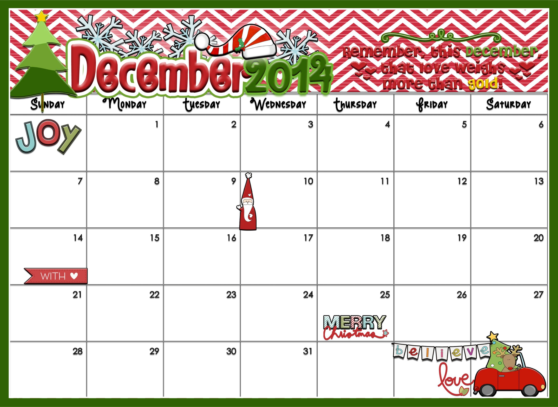 Printable Christmas Countdown Template