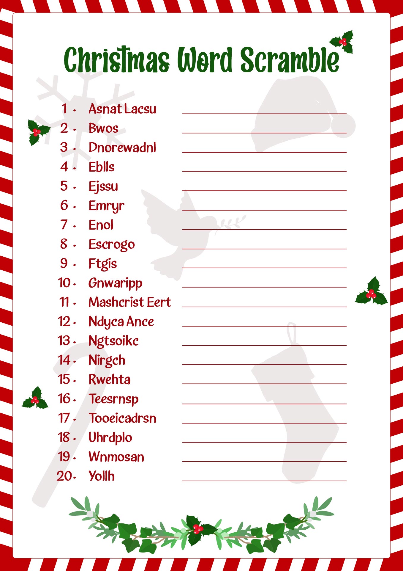  Printable Christmas Games Adults