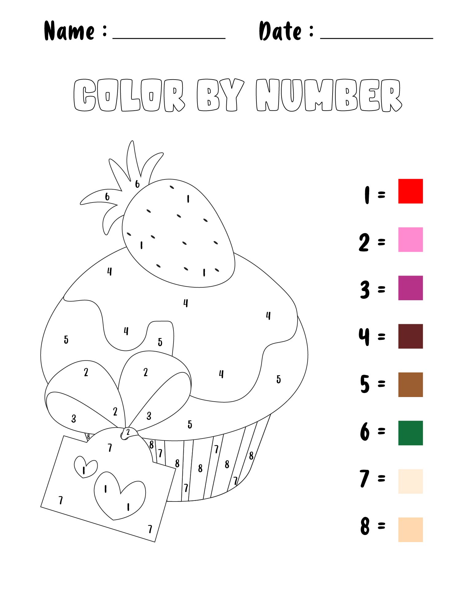 Printable Color by Number Worksheets