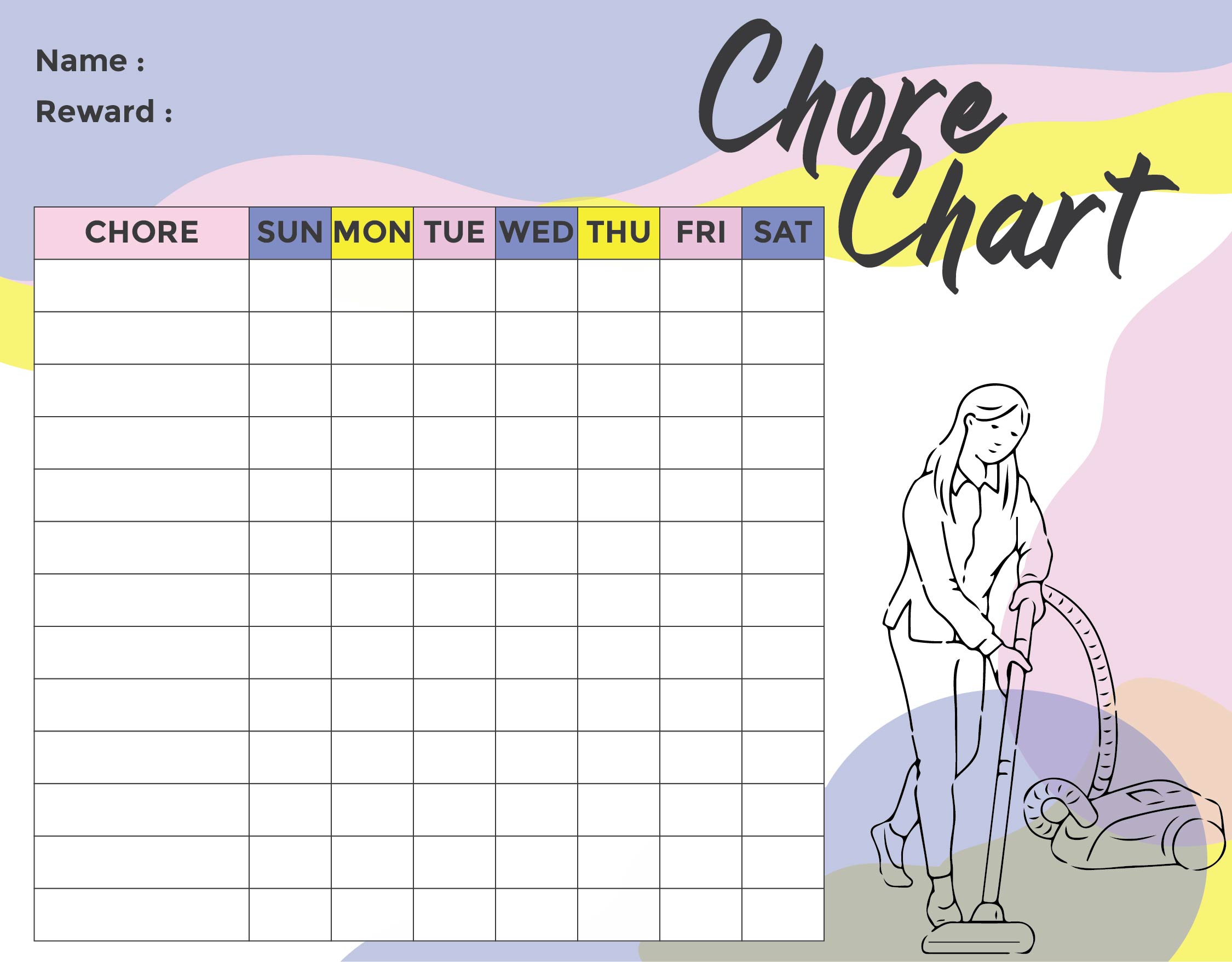 Printable Kids Chore Charts Templates