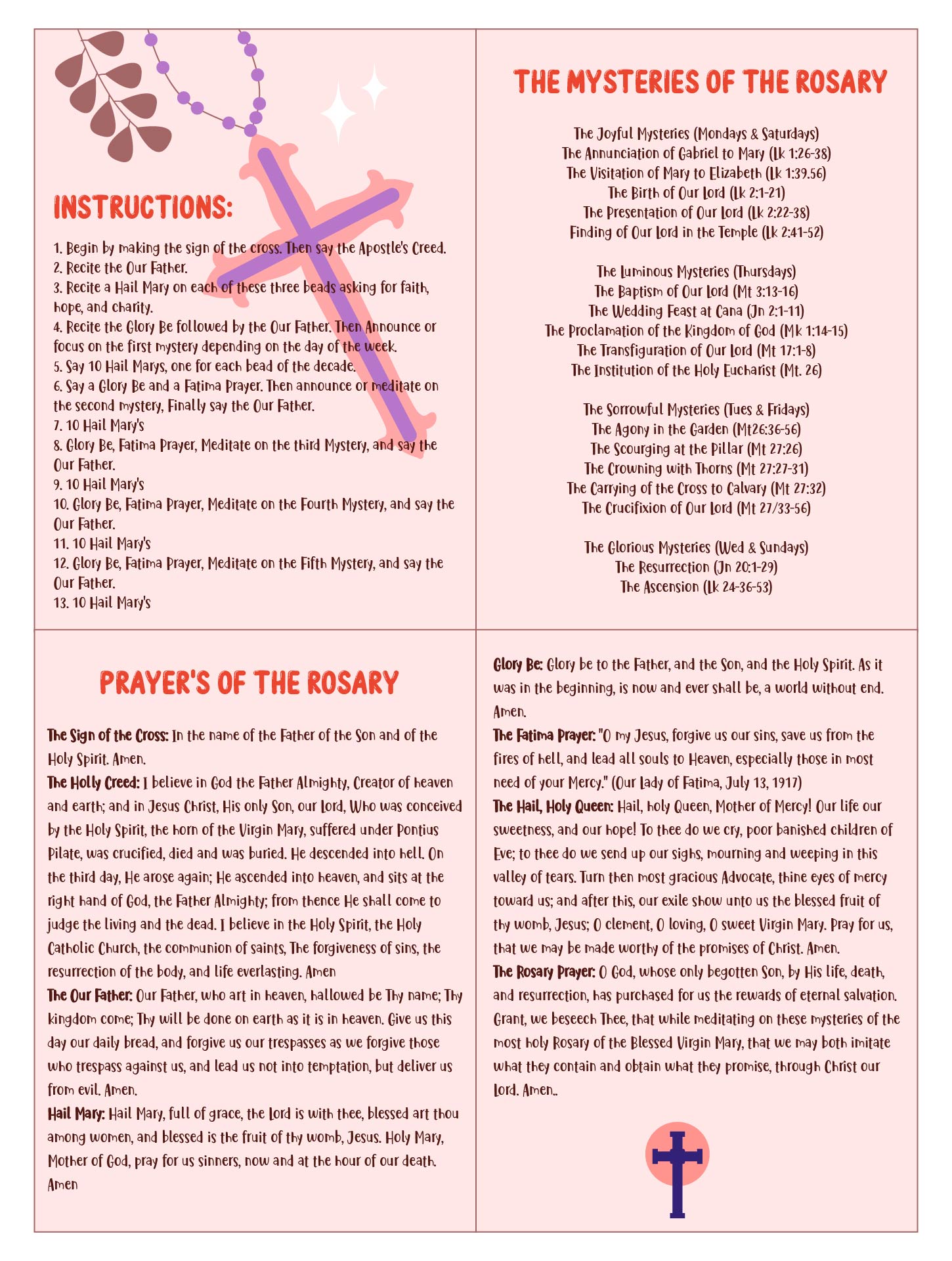 How to Pray the Rosary Pamphlet Printable