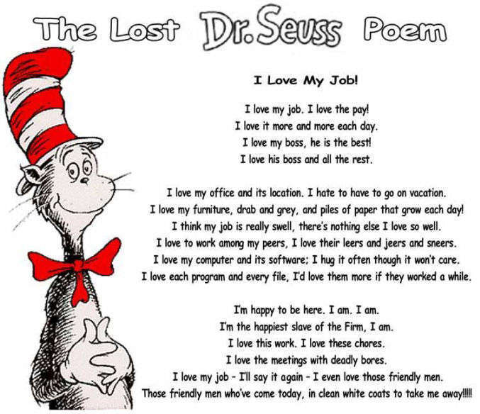 I Love My Job Poem Dr. Seuss