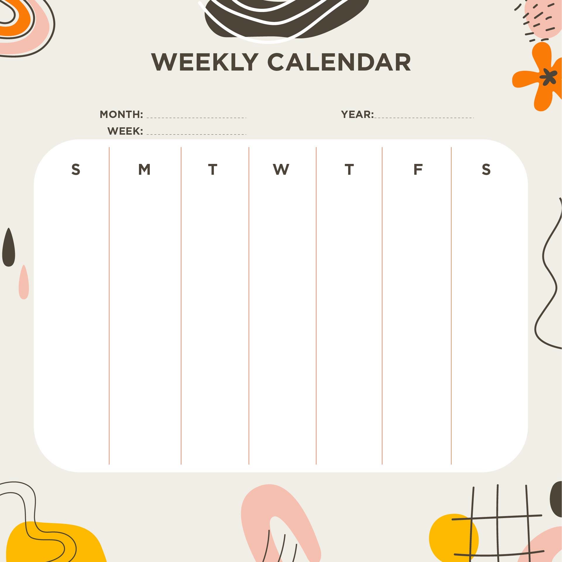 One Week Blank Calendar Printable