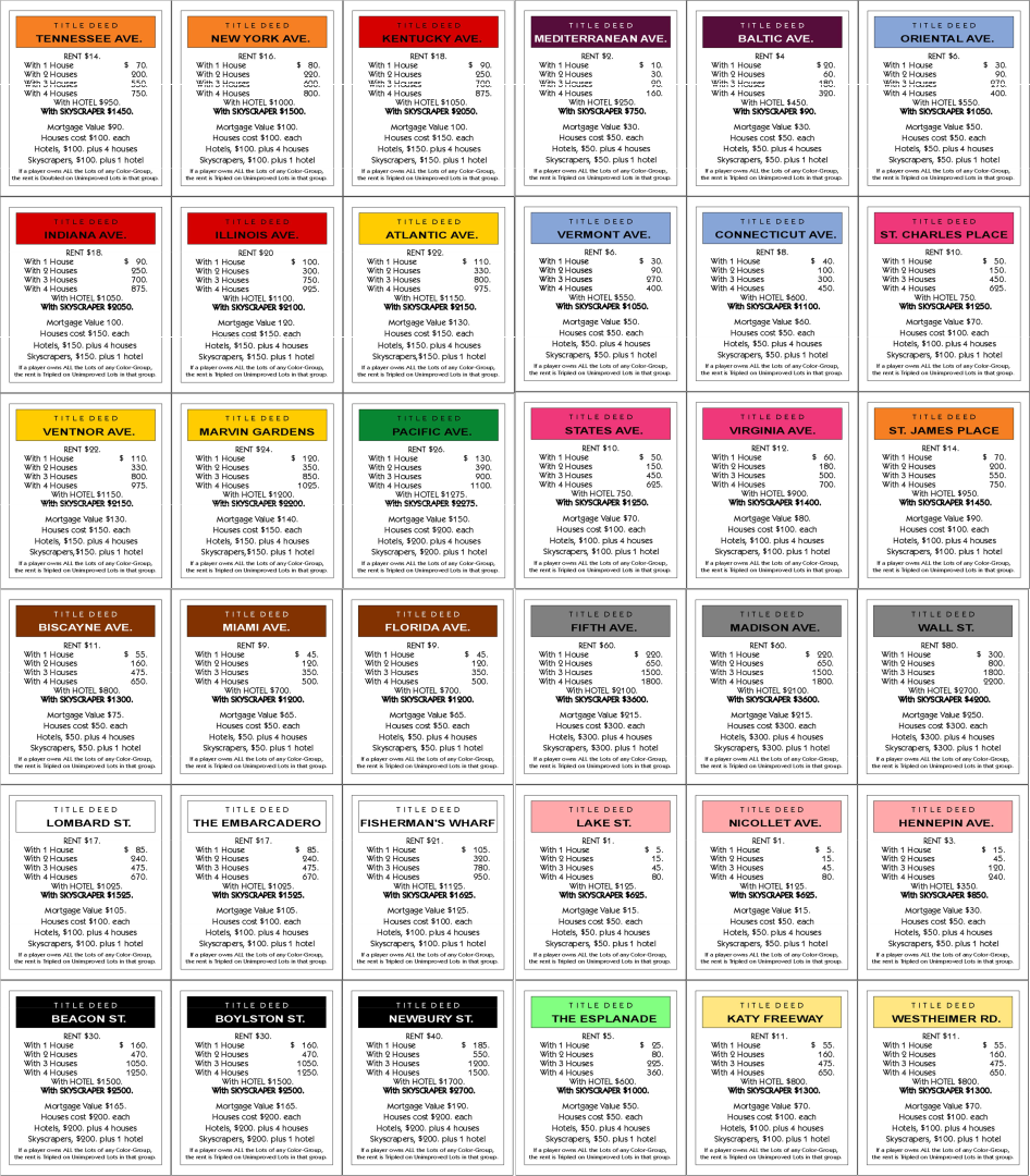 5 Best Monopoly Cards Printable