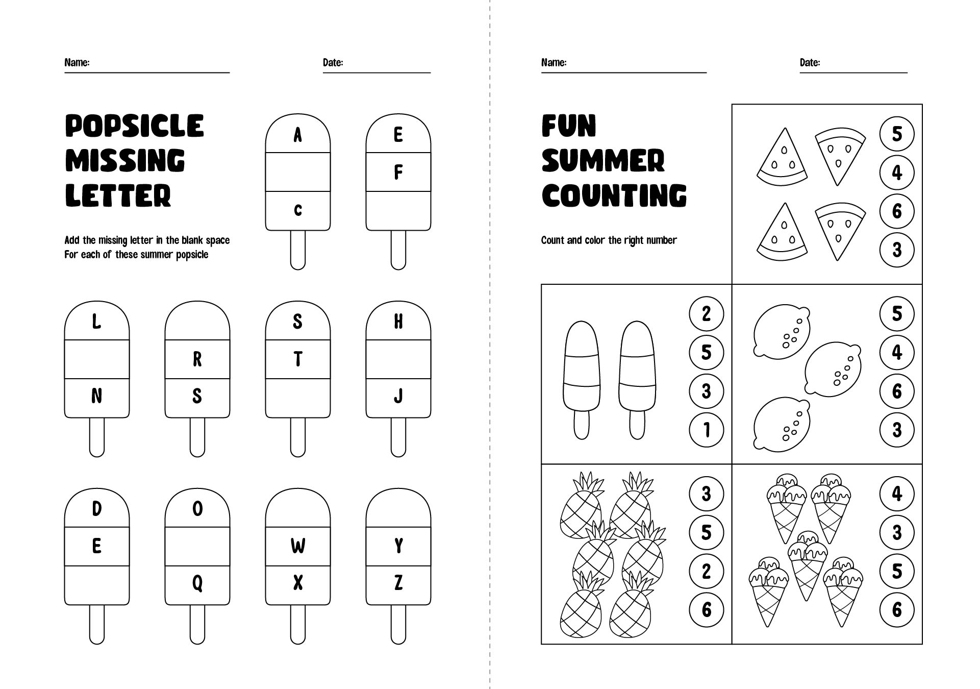 Printable Summer Packets